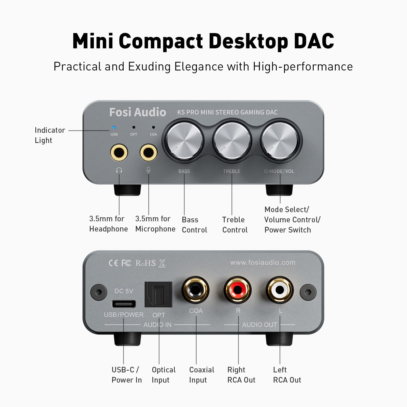 Foto 3 pulgar | Amplificador de Auriculares Dac Fosi Audio K5 Pro Gaming con Micrófono - Venta Internacional