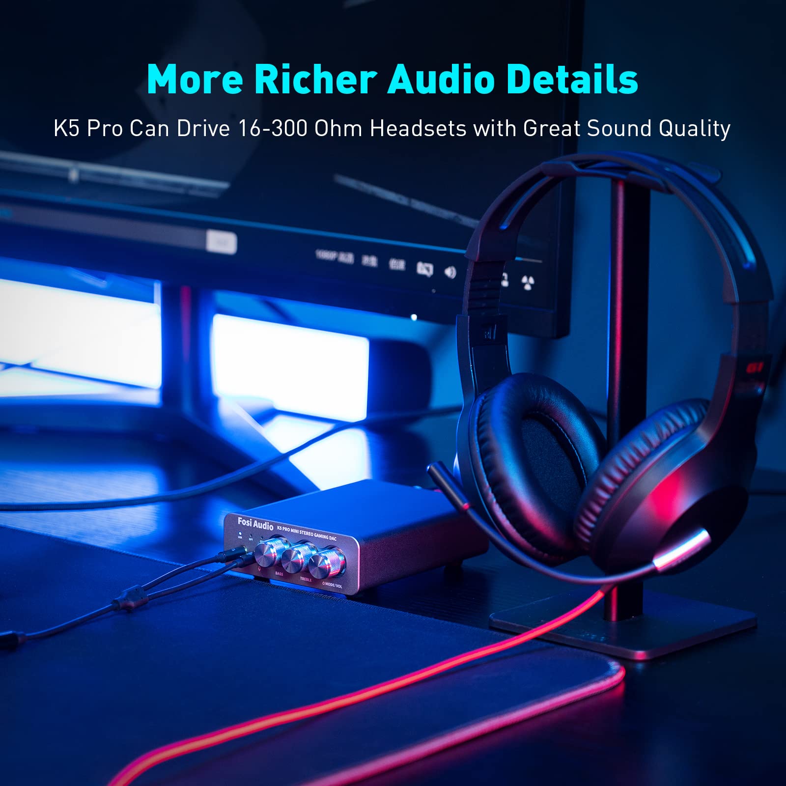 Foto 5 pulgar | Amplificador de Auriculares Dac Fosi Audio K5 Pro Gaming con Micrófono - Venta Internacional