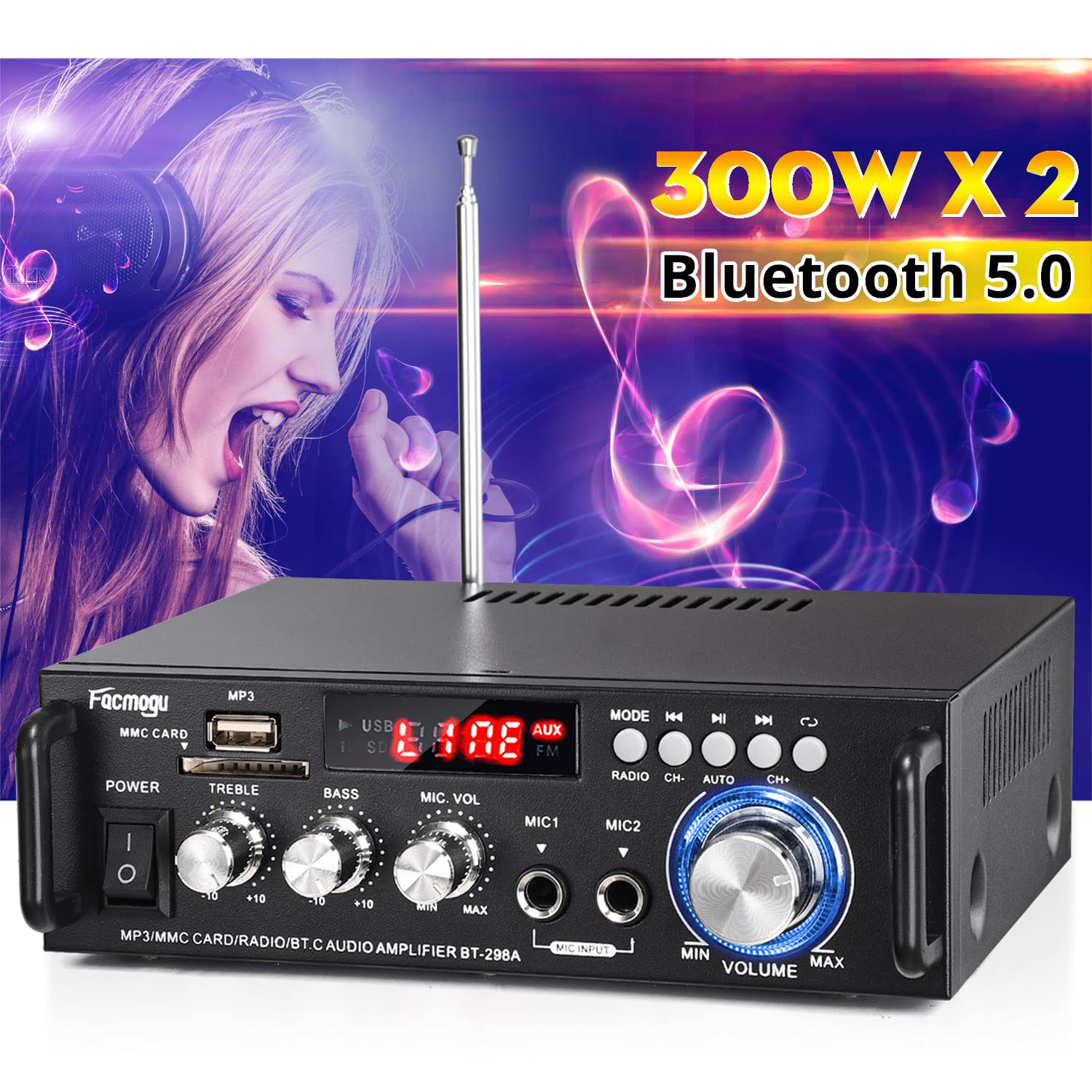 Foto 3 pulgar | Amplificador de Audio Estéreo Inalámbrico Bluetooth 5.0 Facmogu 298a - Venta Internacional