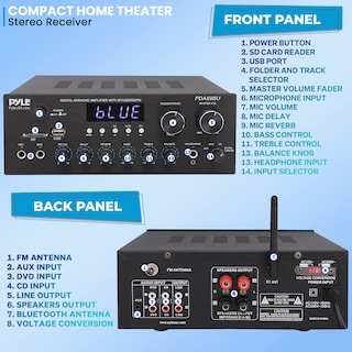 Foto 2 | Amplificador de Audio Bluetooth Doméstico de 300W Pyle PDA69BU - Venta Internacional