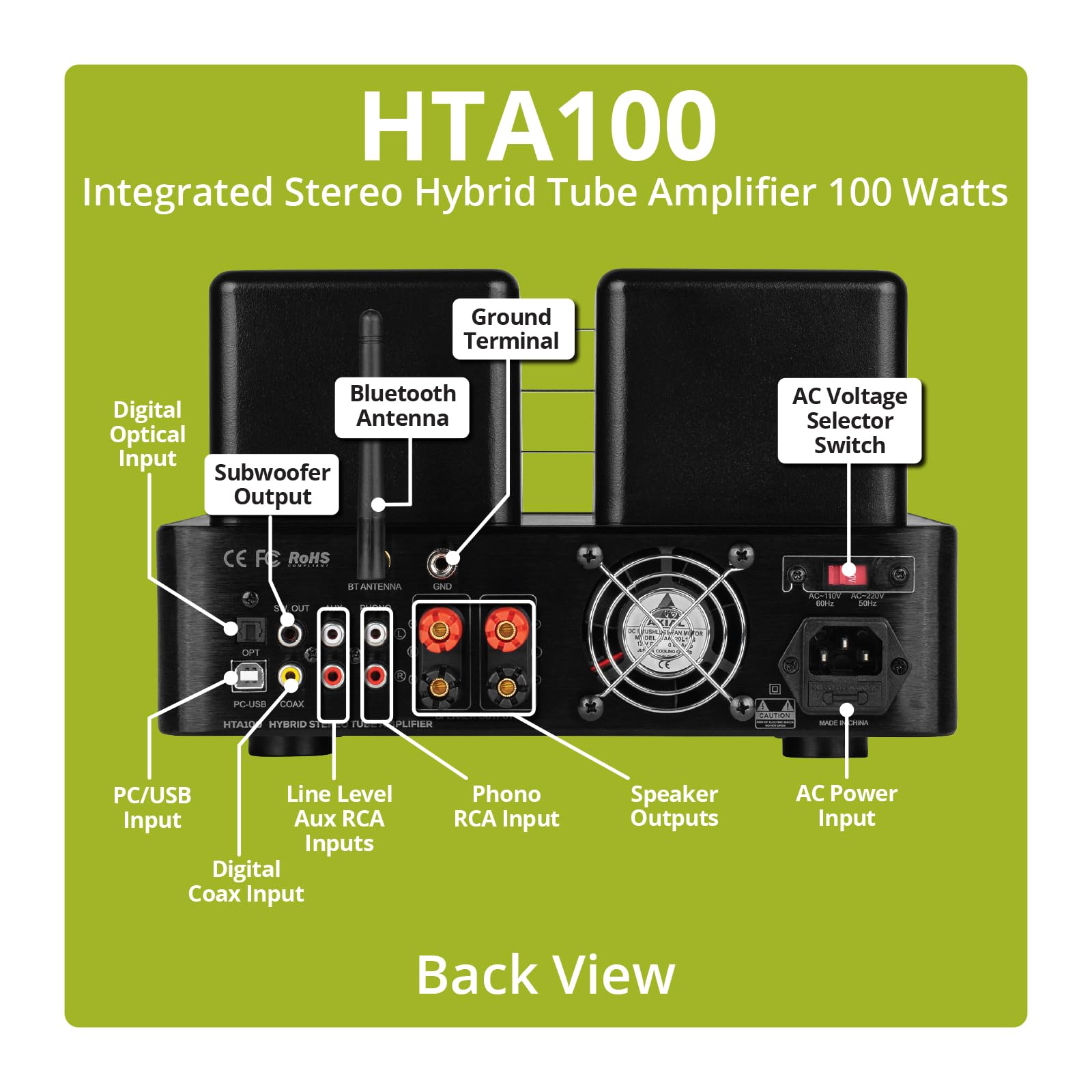 Foto 4 pulgar | Amplificador Dayton Audio Hta100 Híbrido Vacuum Tubo 100w Rms - Venta Internacional.