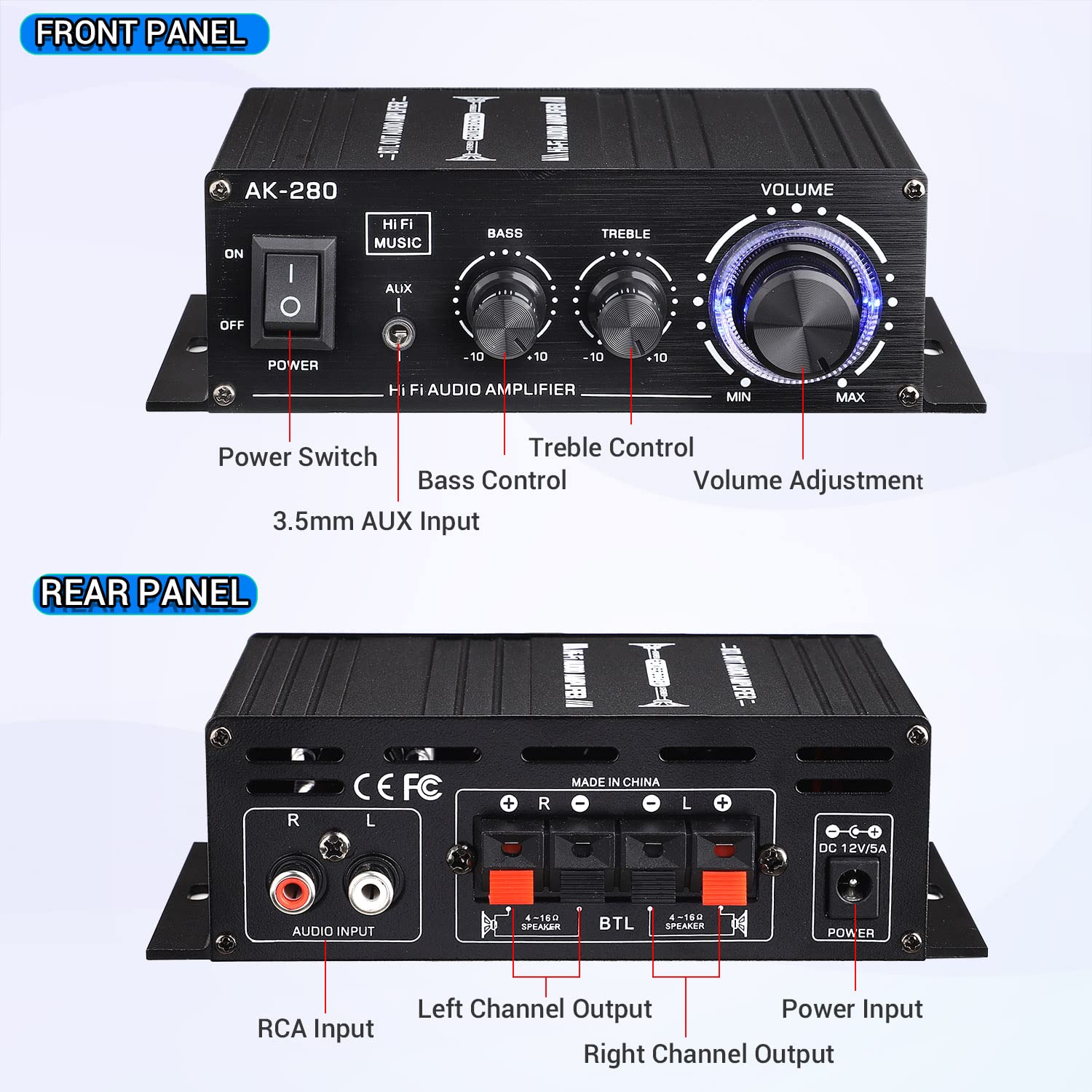 Foto 4 pulgar | Mini Amplificador De Potencia De Audio De 2.0 Canales Facmogu Ak280 200 W+200 W - Venta Internacional.