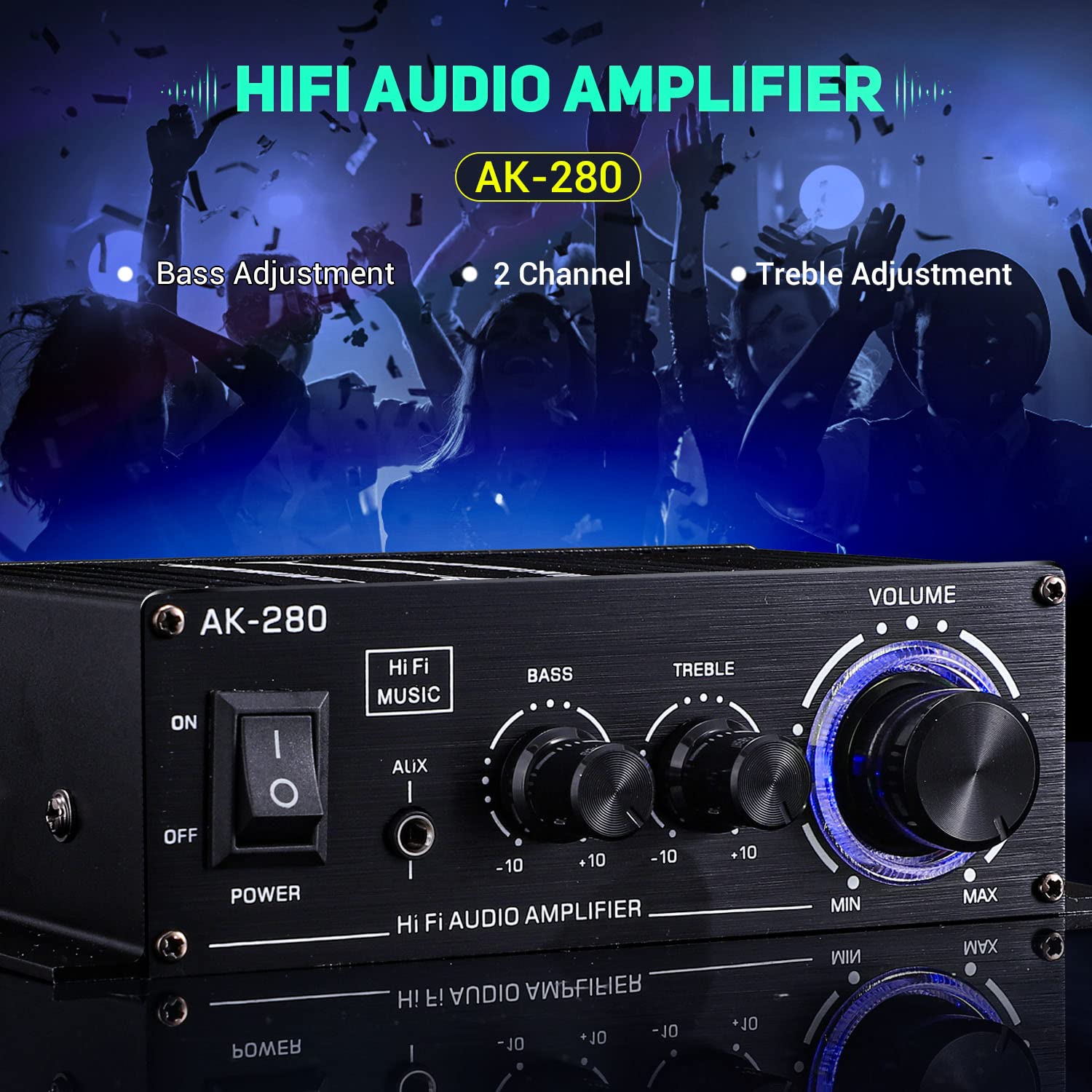 Foto 5 pulgar | Mini Amplificador De Potencia De Audio De 2.0 Canales Facmogu Ak280 200 W+200 W - Venta Internacional.