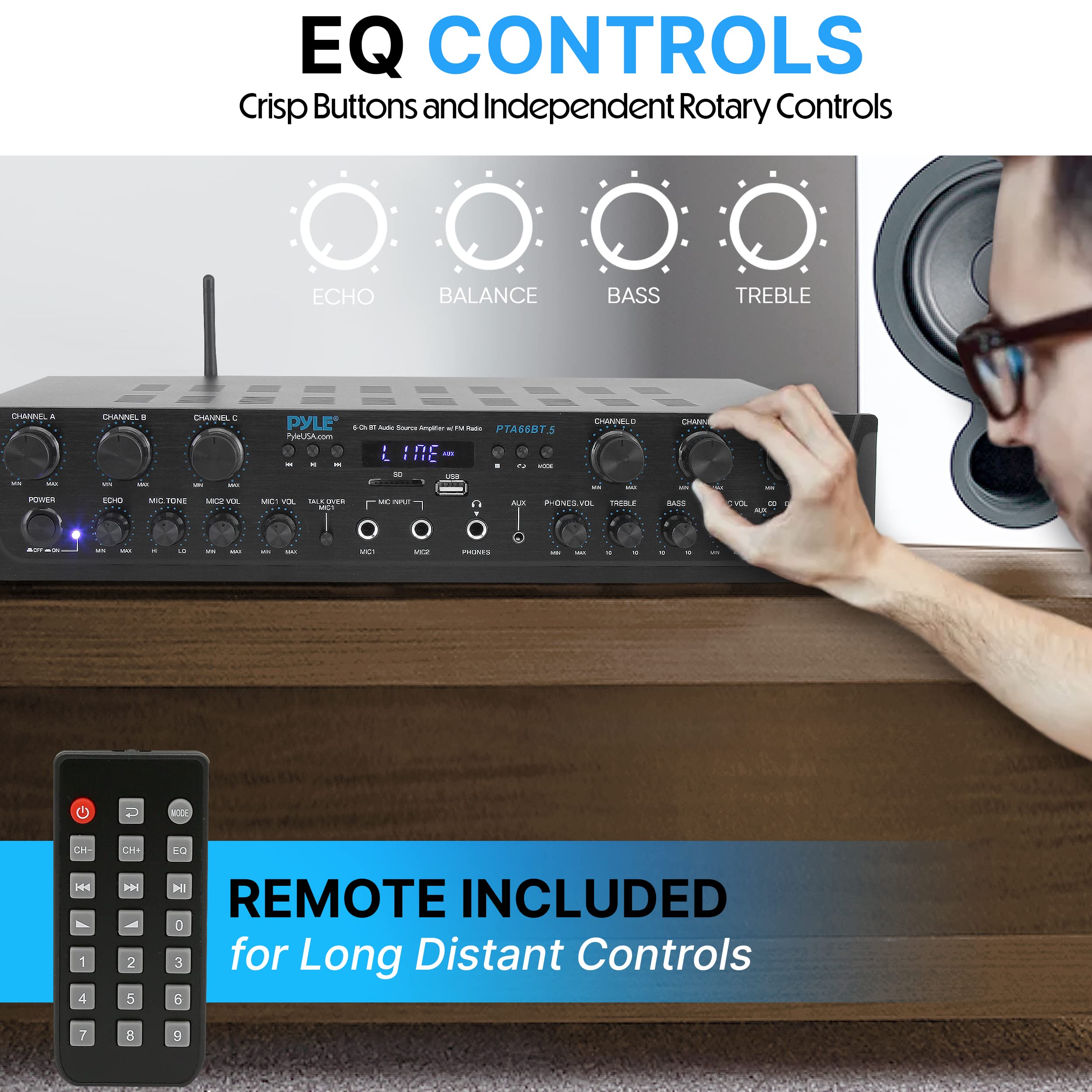 Foto 4 pulgar | Amplificador Pyle Wireless Home Audio, 600 W, 6 Canales, Bluetooth - Venta Internacional.