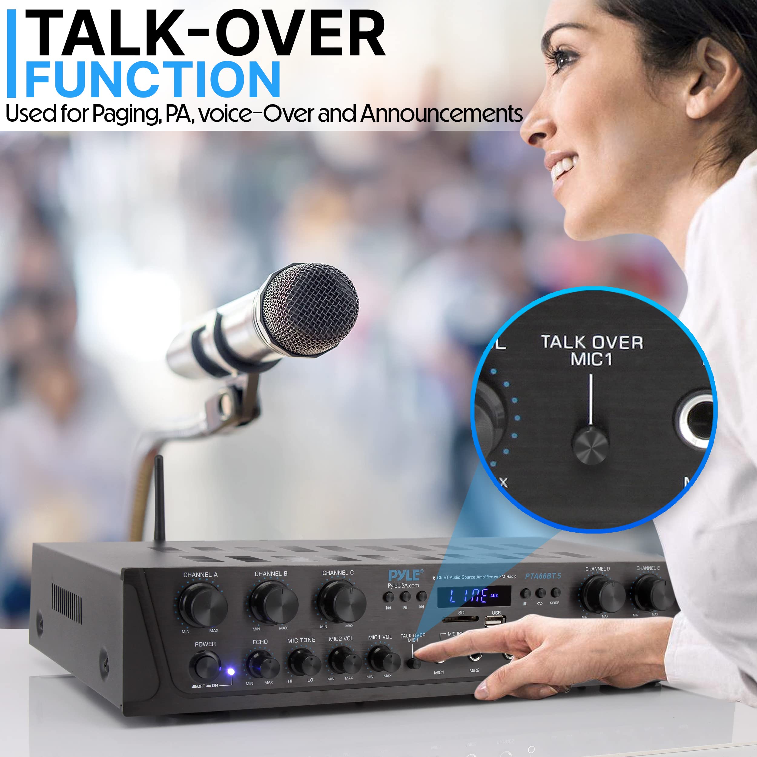 Foto 5 pulgar | Amplificador Pyle Wireless Home Audio, 600 W, 6 Canales, Bluetooth - Venta Internacional.