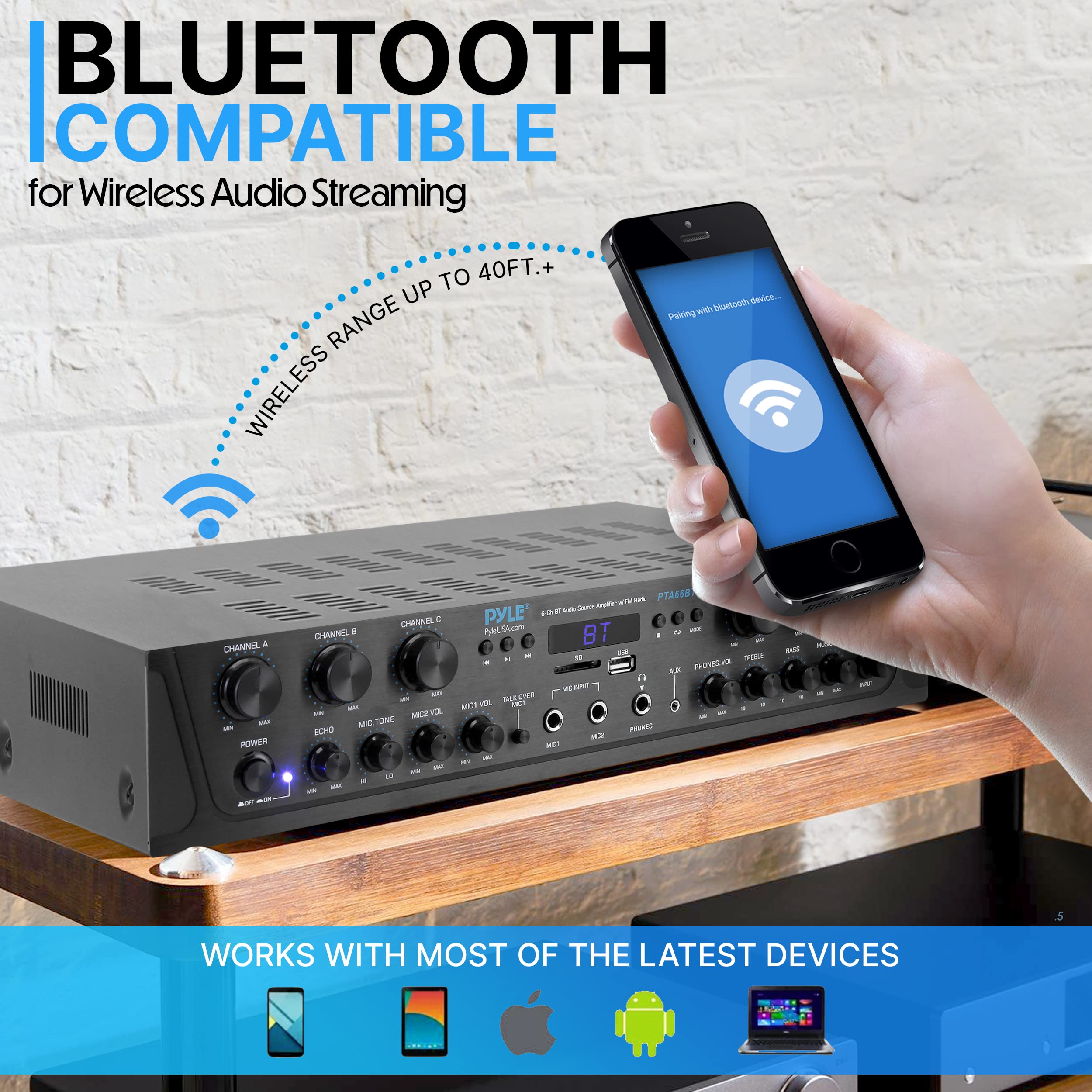 Foto 7 pulgar | Amplificador Pyle Wireless Home Audio, 600 W, 6 Canales, Bluetooth - Venta Internacional.