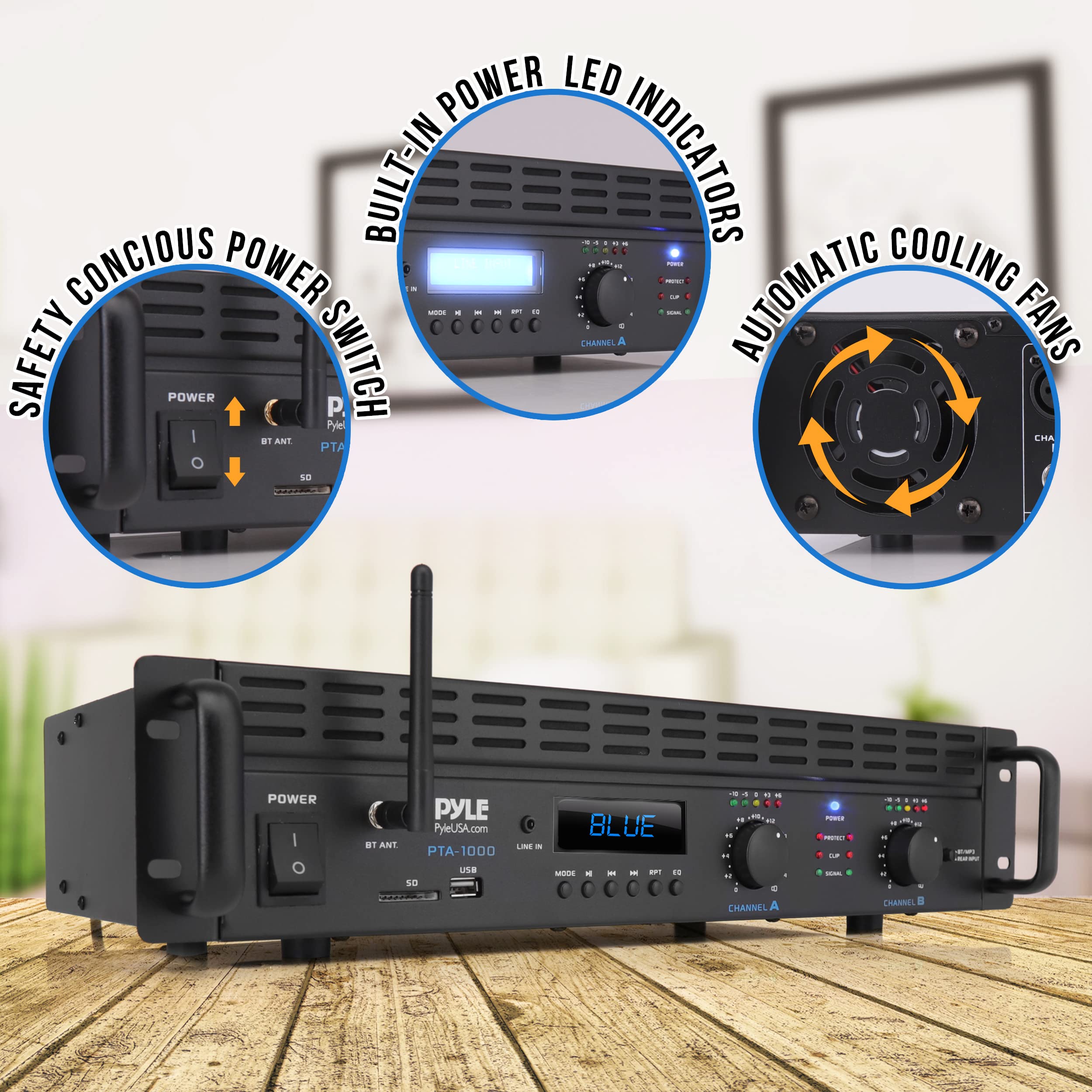Foto 6 pulgar | Amplificador De Potencia Pyleusa 2 Canales 2000w Bluetooth Con Lcd - Venta Internacional.