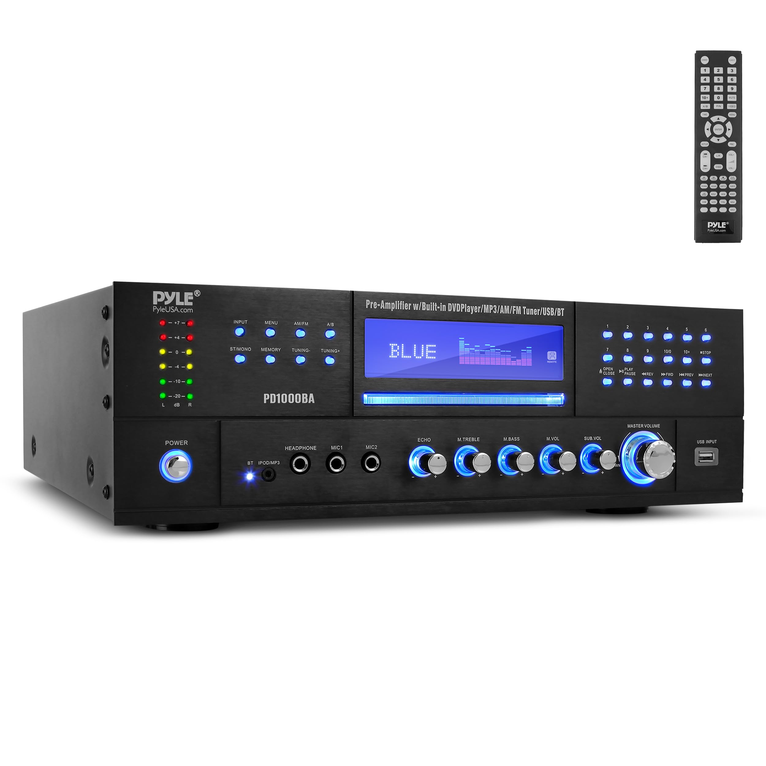 Foto 2 pulgar | Amplificador De Potencia Pyle De 4 Canales, 1000 W, Bluetooth Con Reproductor De Dvd - Venta Internacional.