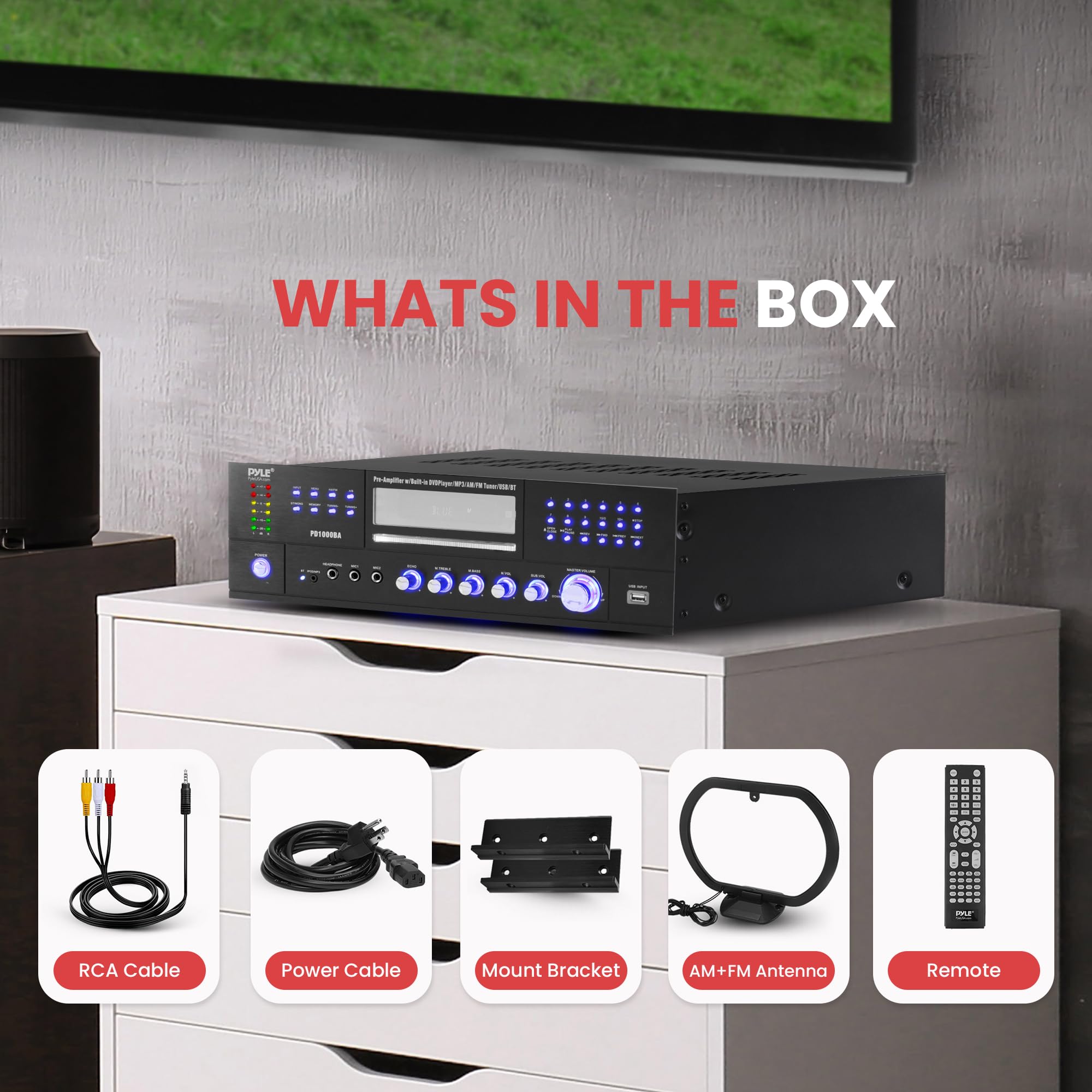 Foto 7 pulgar | Amplificador De Potencia Pyle De 4 Canales, 1000 W, Bluetooth Con Reproductor De Dvd - Venta Internacional.