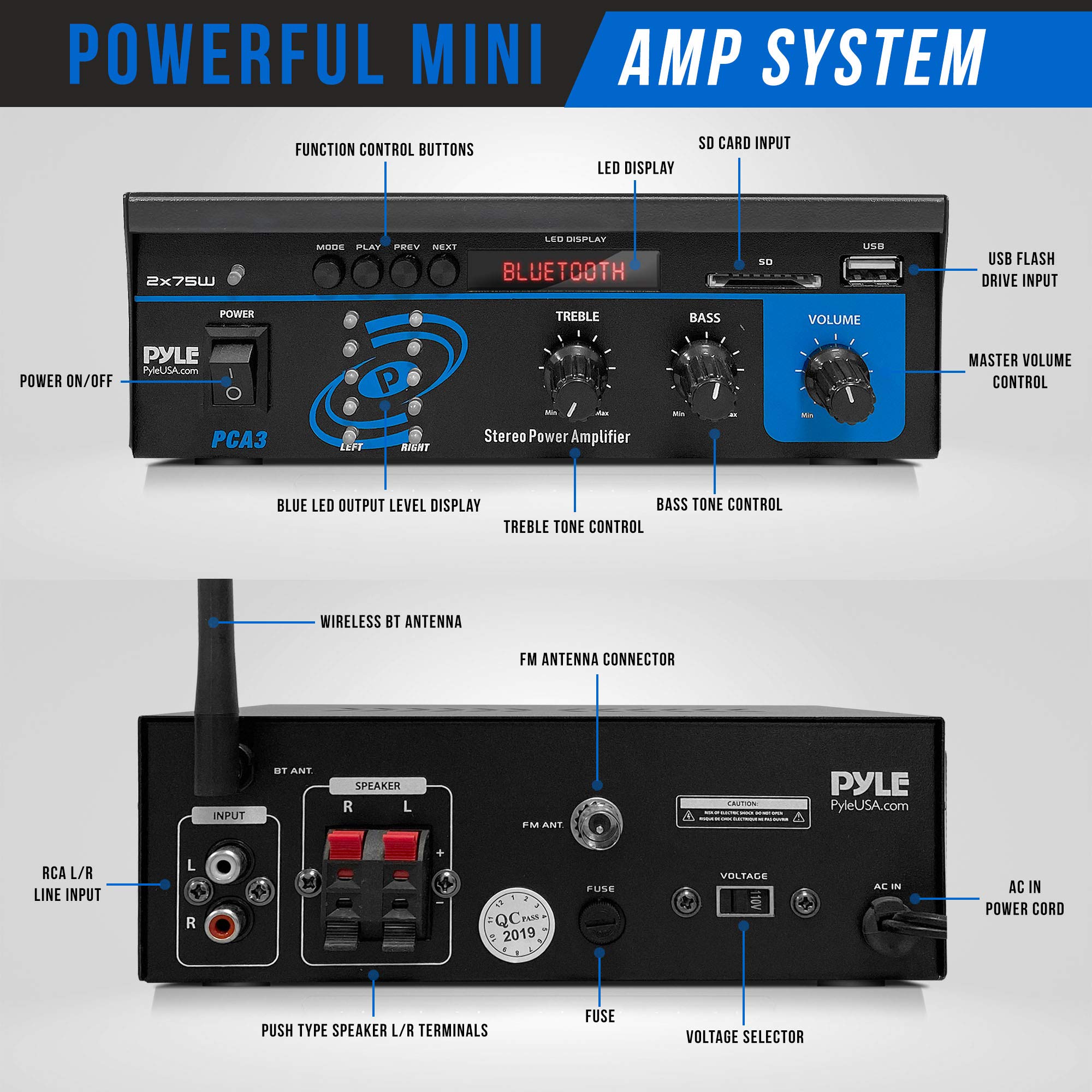 Foto 3 pulgar | Amplificador De Potencia Pyle Home Pca3 2x75w Mini Dual Channel - Venta Internacional.