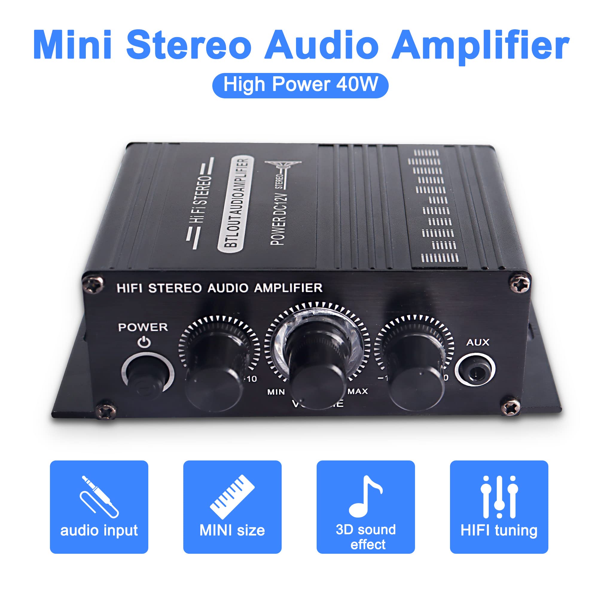 Foto 4 pulgar | Amplificador De Audio Para Coche Xmsjsiy 12 V Hifi Estéreo 2 Canales 20 W - Venta Internacional.