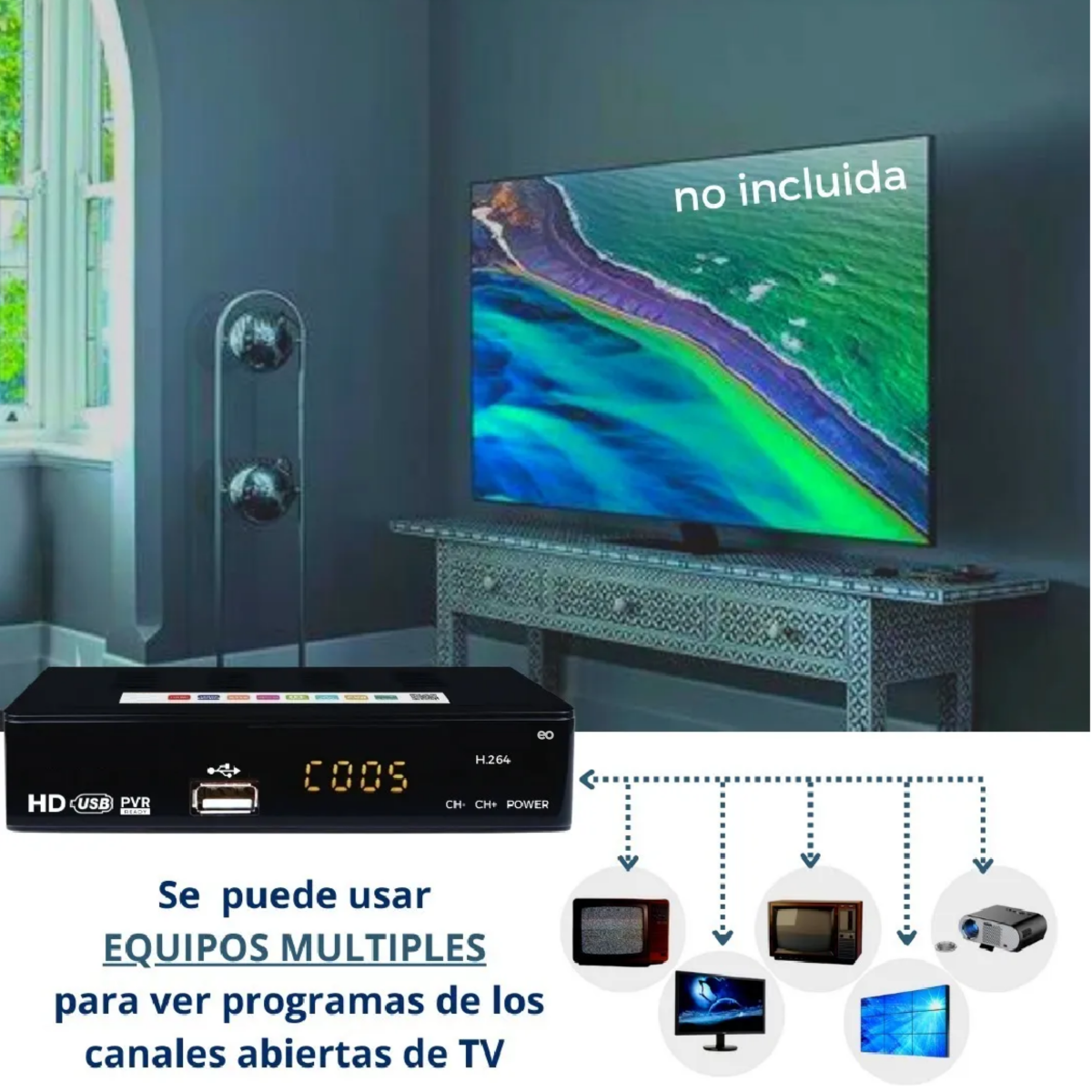 Foto 2 | Decodificador Digital De Señal Análoga Hd,eo Safe Imports Esi-1067-1 Negro