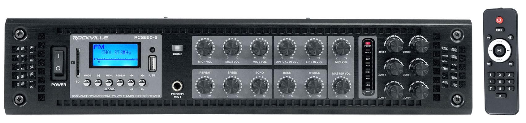 Amplificador Comercial Rockville Rcs650-6 650w 6 Zonas 70v - Venta Internacional.