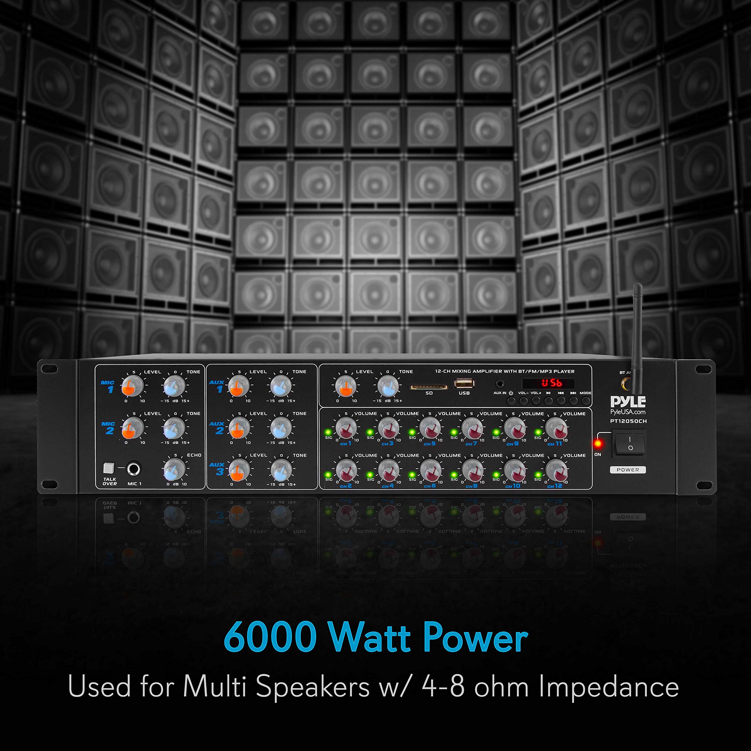 Foto 4 pulgar | Amplificador De Potencia Pyle 12 Canales Inalámbrico Bluetooth 6000w - Venta Internacional.