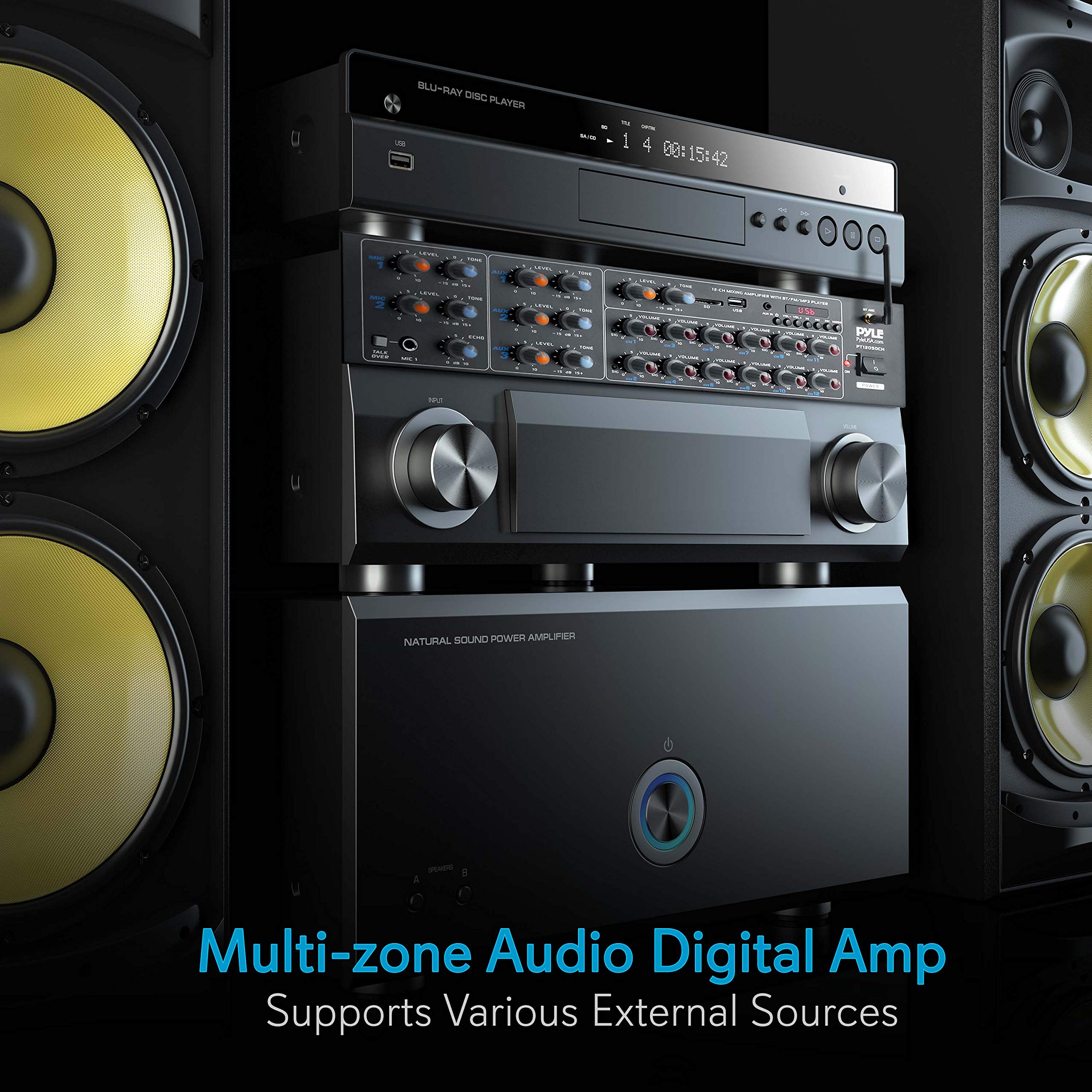 Foto 6 pulgar | Amplificador De Potencia Pyle 12 Canales Inalámbrico Bluetooth 6000w - Venta Internacional.
