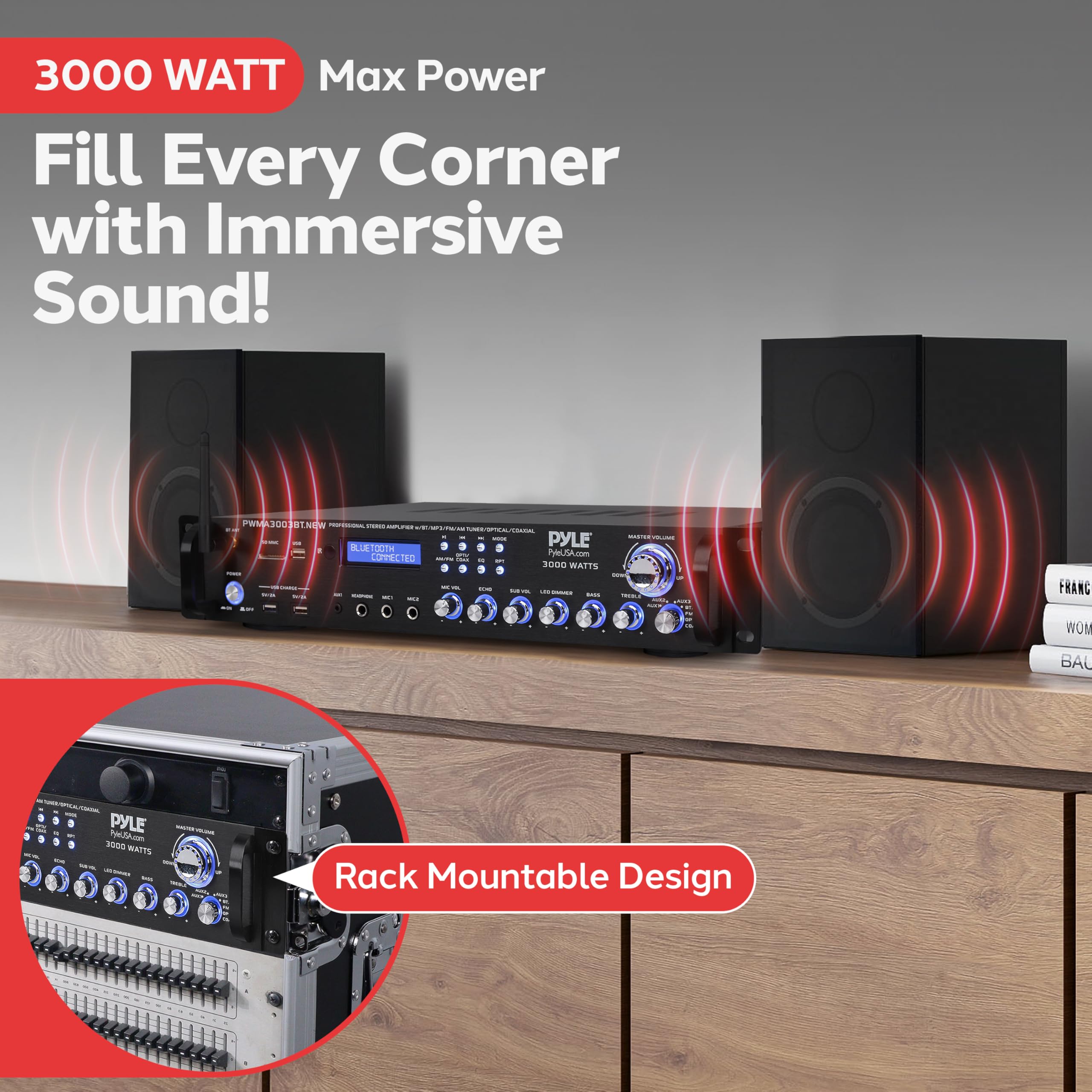 Foto 2 | Amplificador De Potencia De Audio Doméstico Bluetooth Pyle Pwma3003bt.new - Venta Internacional.