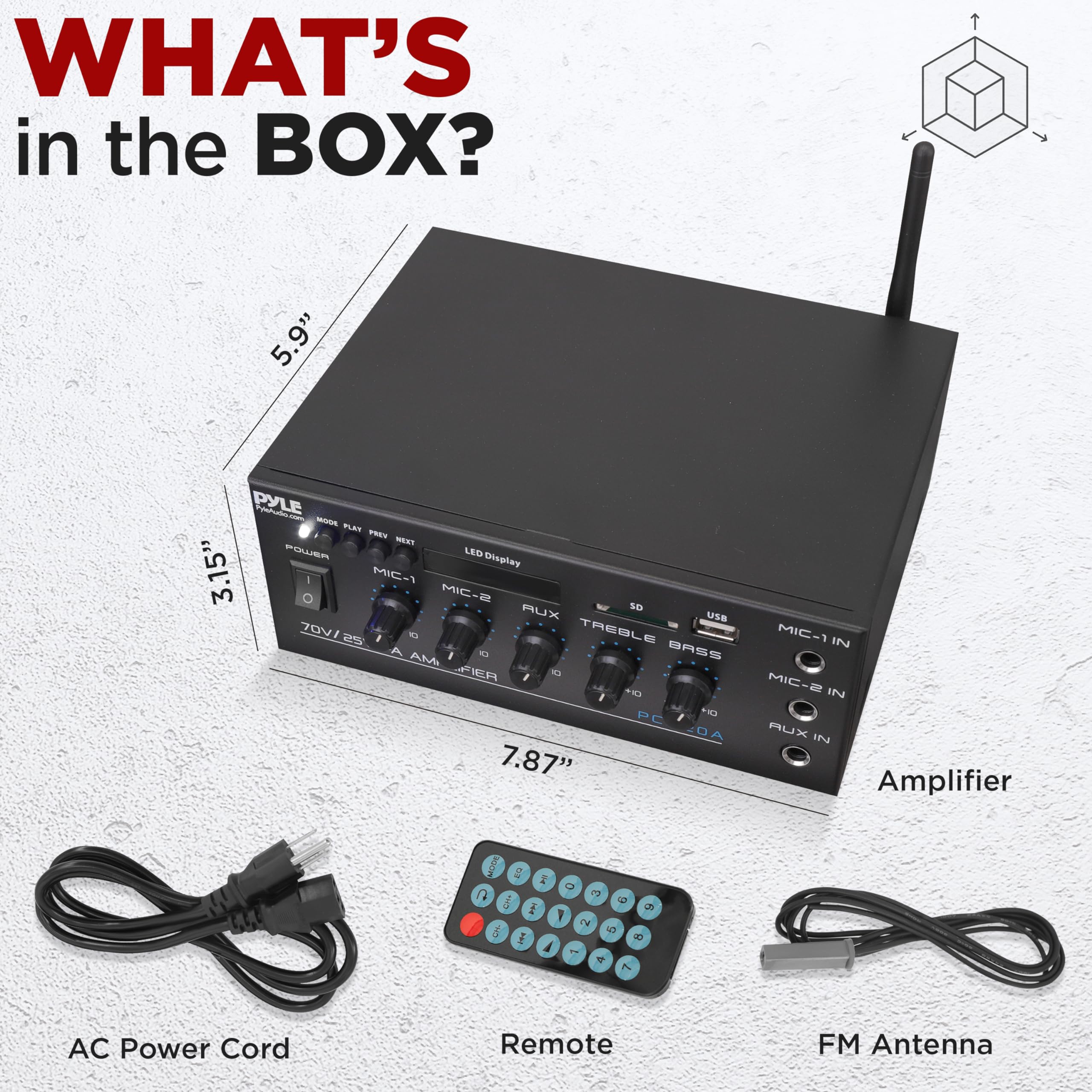 Foto 7 | Amplificador De Potencia Pyle Pcm20a Receptor Estéreo Inteligente De 40 W - Venta Internacional.