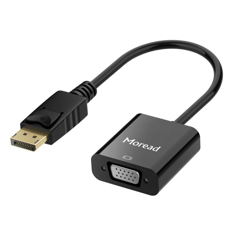 Adaptador Displayport A Vga Moread Negro Macho A Hembra - Venta Internacional.