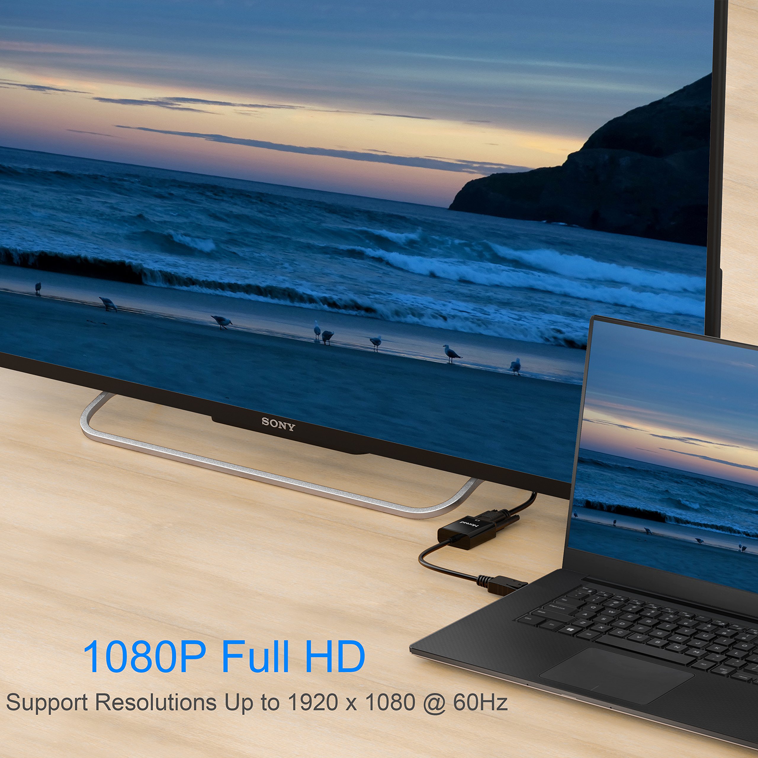 Foto 6 | Adaptador Displayport A Vga Moread Negro Macho A Hembra - Venta Internacional.