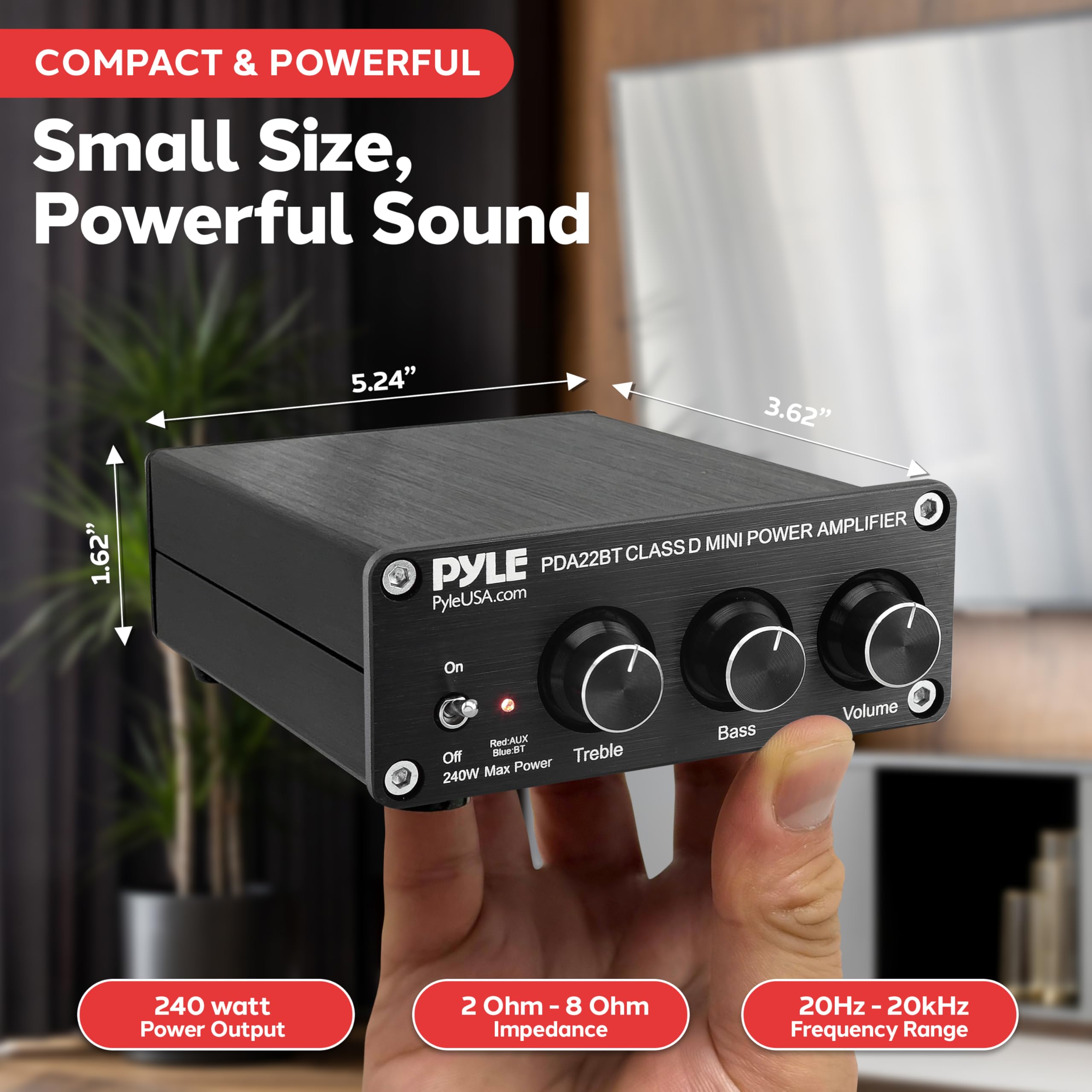 Foto 4 pulgar | Amplificador De Audio Doméstico Pyle Pda22bt Bluetooth 5.0 2x100w - Venta Internacional.