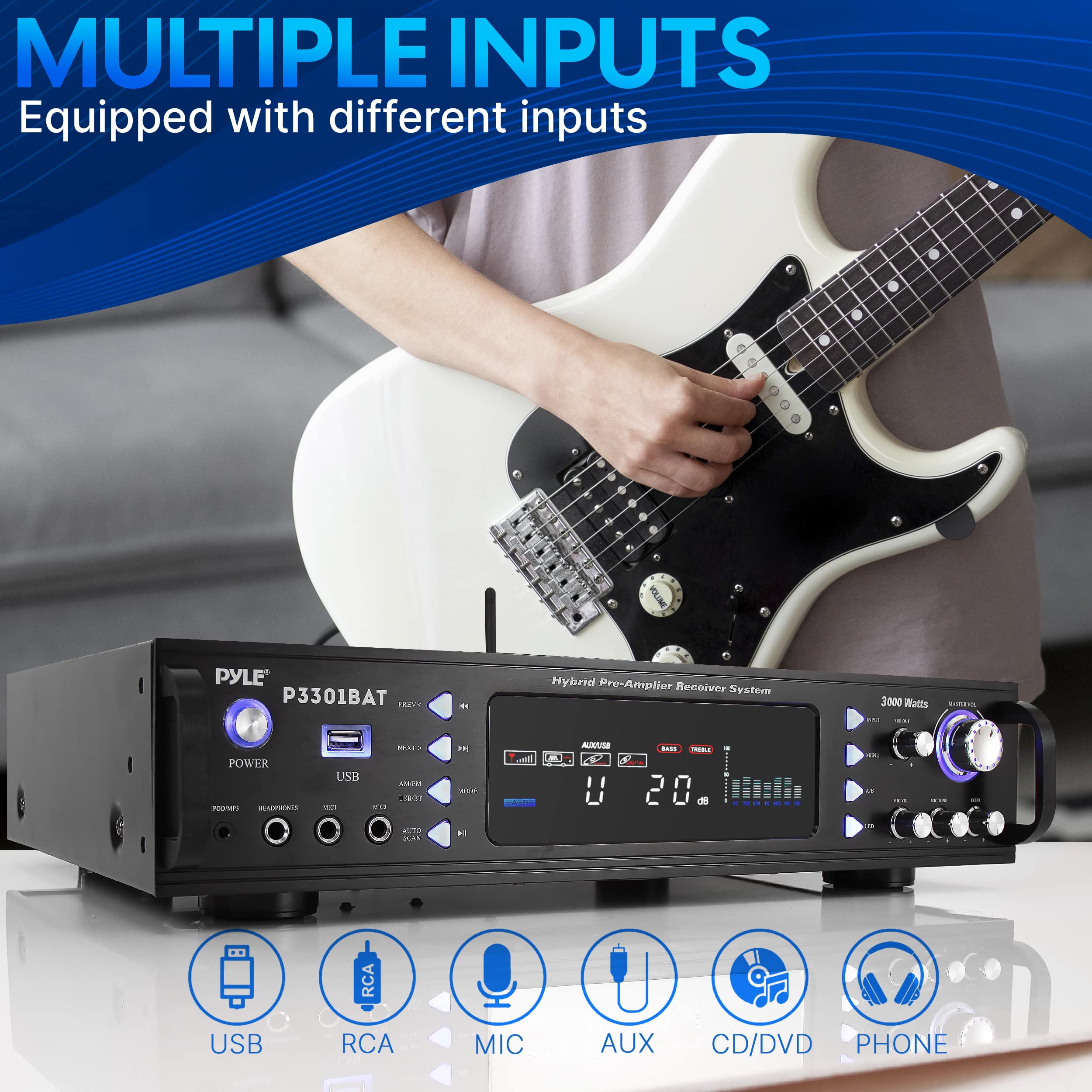 Foto 5 pulgar | Amplificador Estéreo Pyle P3301bat.5 Bluetooth 3000w - Venta Internacional