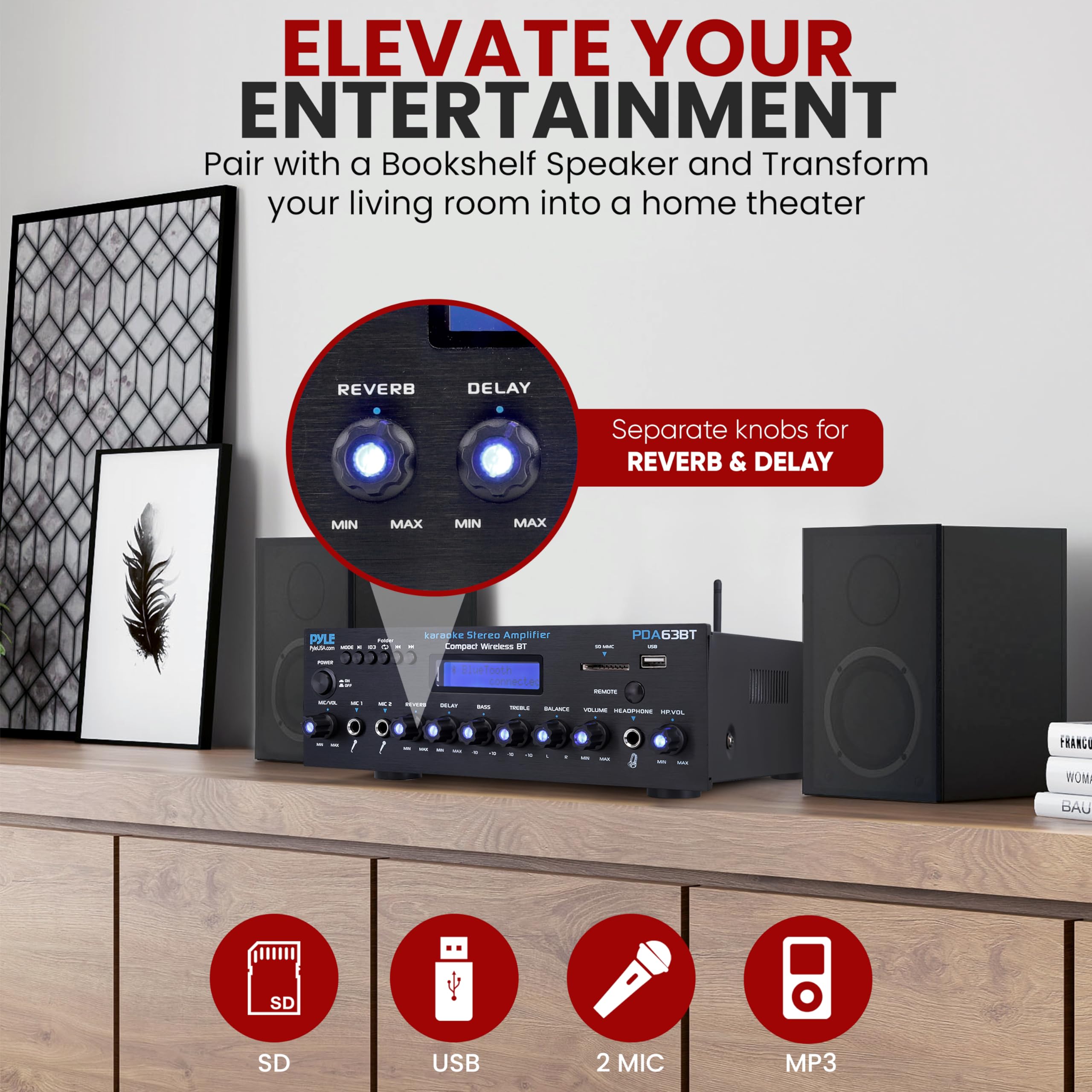 Foto 4 | Amplificador Estéreo Inalámbrico Bt Pyle Pda63bt 200w Power - Venta Internacional.