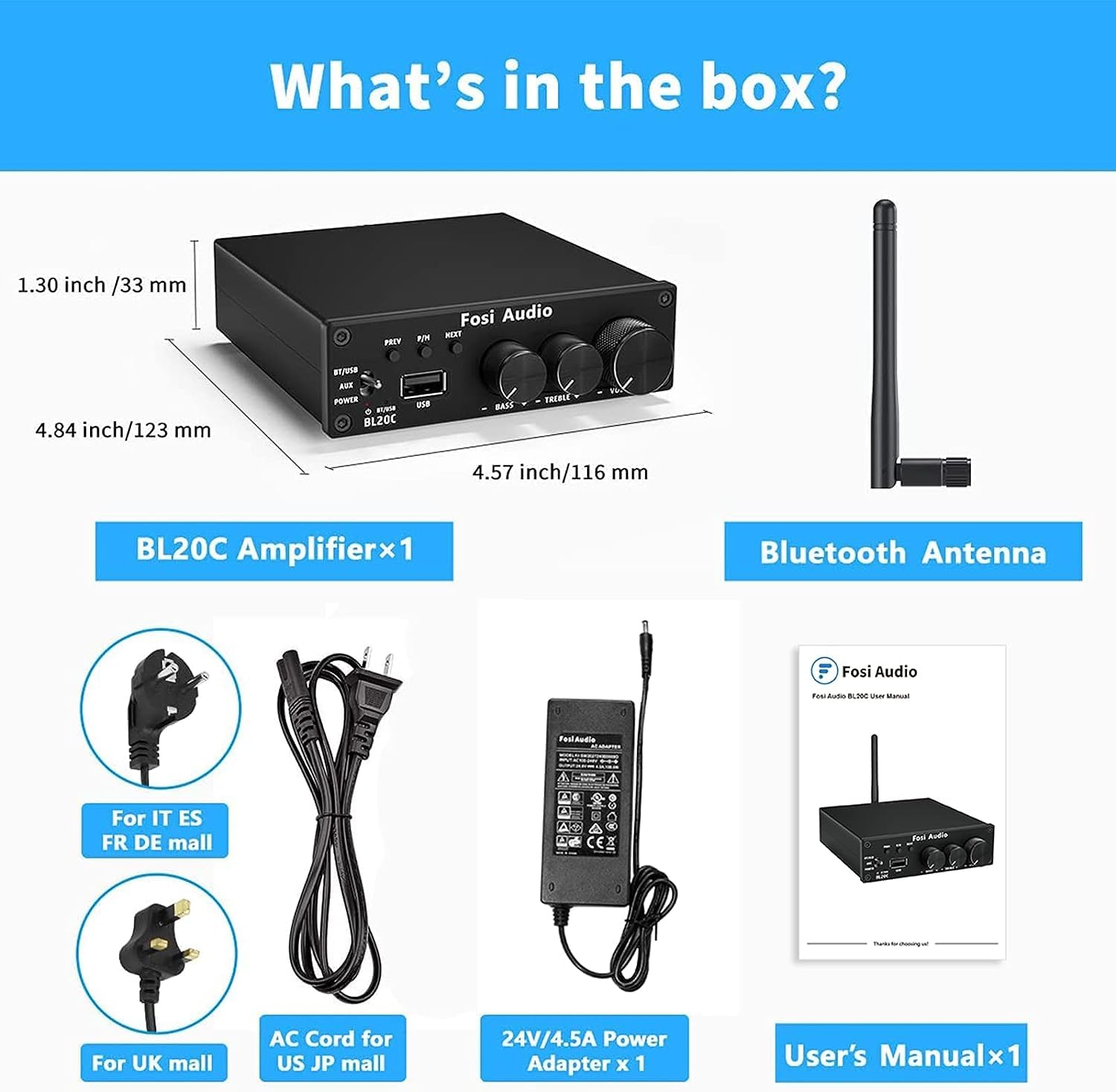 Foto 6 | Amplificador Receptor De Audio Estéreo Bluetooth 5.0 Fosi Audio Bl20c - Venta Internacional.