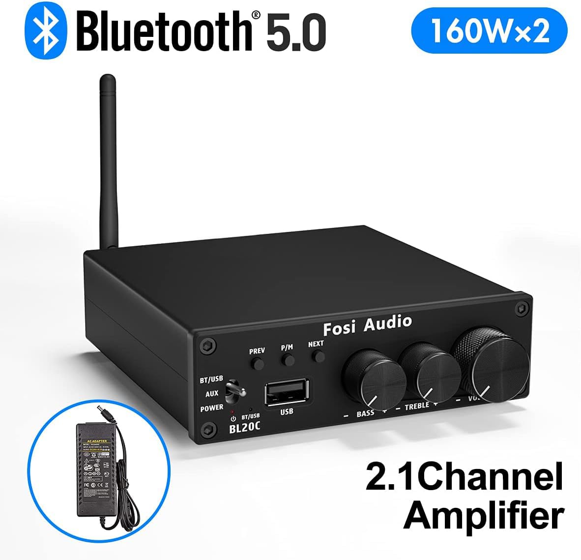 Foto 8 pulgar | Amplificador Receptor De Audio Estéreo Bluetooth 5.0 Fosi Audio Bl20c - Venta Internacional.