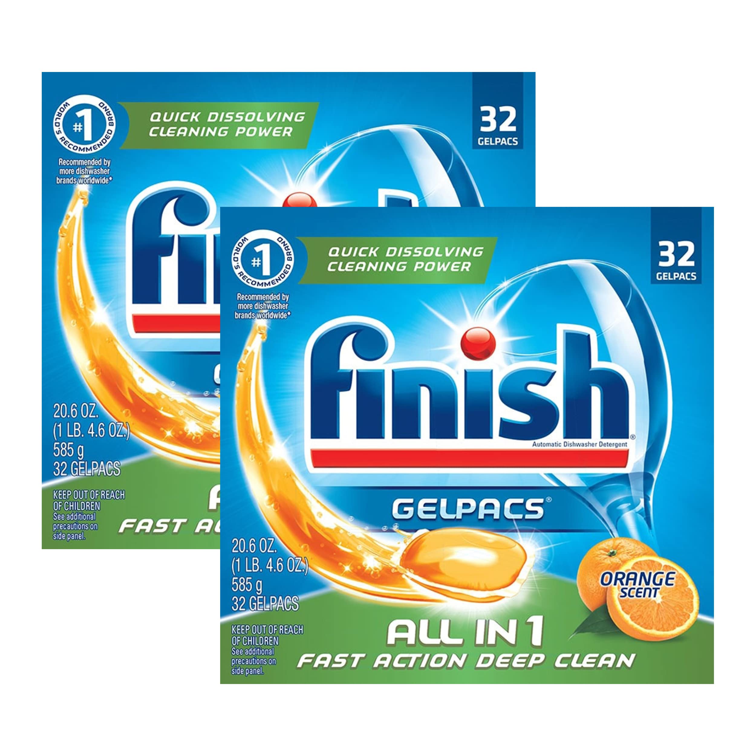 Foto 1 | Detergente Para Lavavajillas Finish All In 1 Gelpacs Orange 32 Tabletas - Venta Internacional.