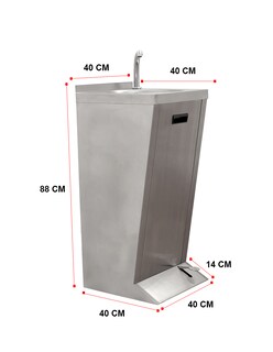 Foto 1 | Lavamanos A Pedal Mindejal Lav-pdal Gris De Acero Inoxidable Con Piezas De Instalación