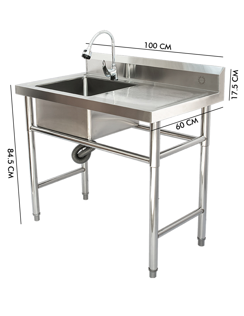 Fregadero Con Tarja Mindejal S-s1d1 Gris Acero Inoxidable Con Niveladores En Cada Pata