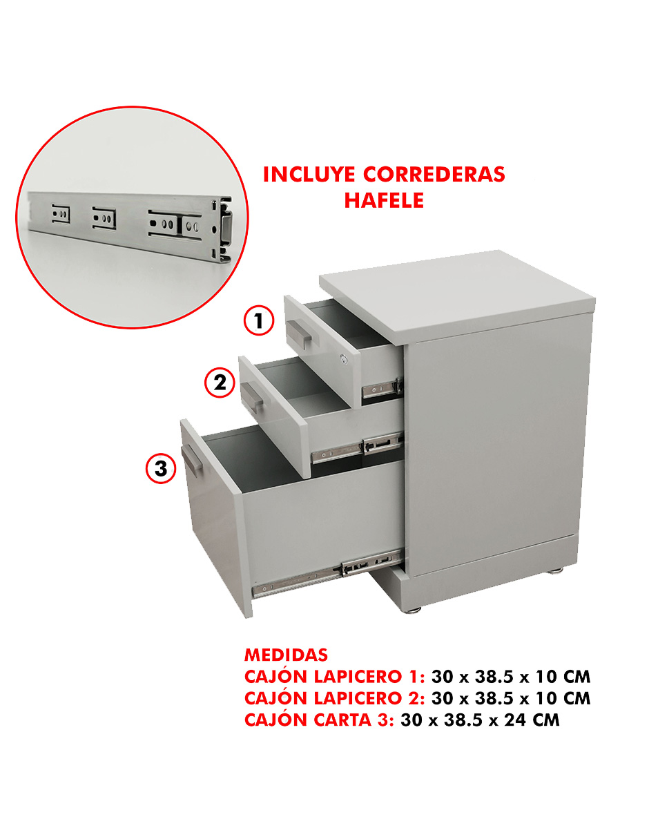Foto 5 pulgar | Archivero Gabinete Mindejal Arch-gr Gris De Acero Inoxidable Con Cajones