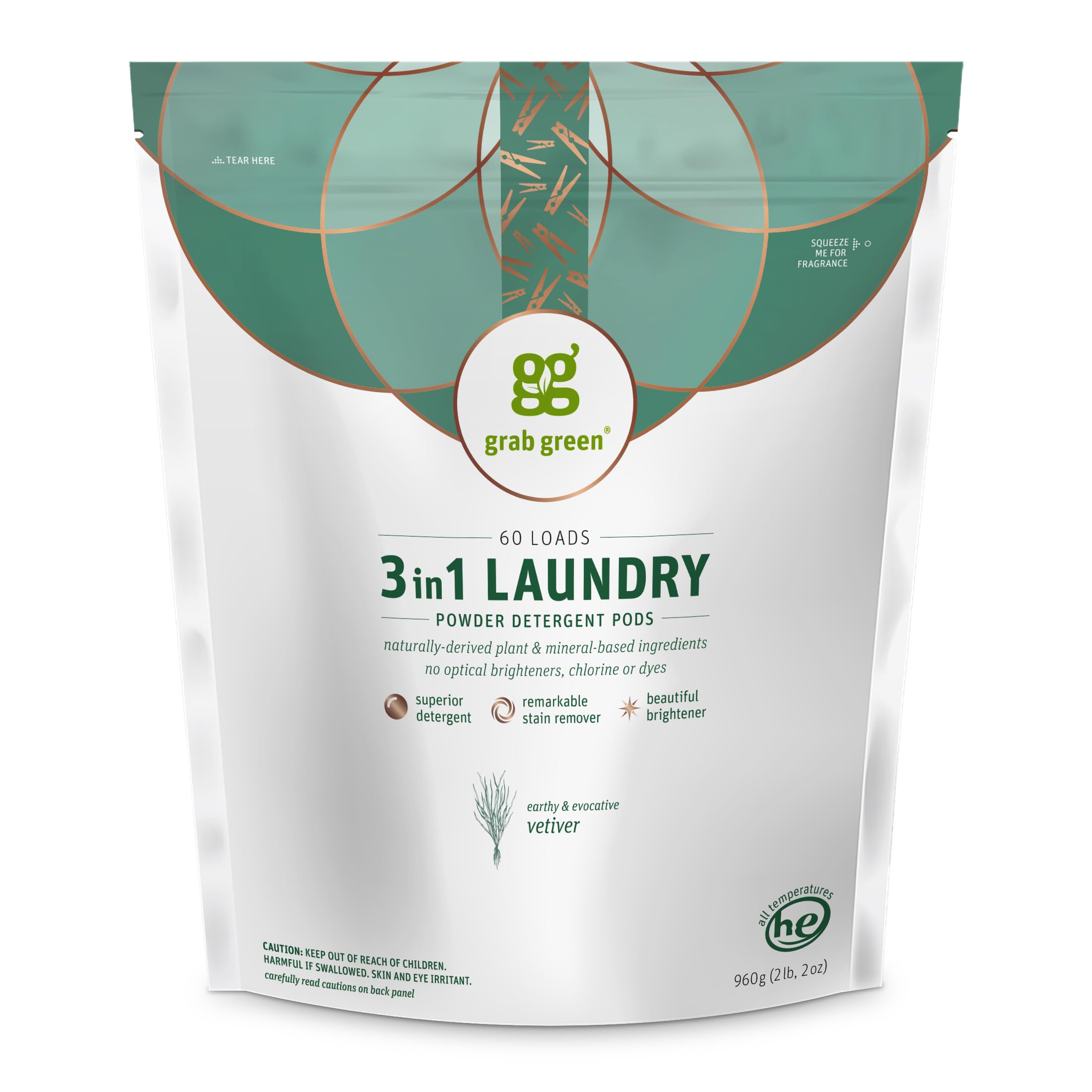 Foto 1 | Detergente Para Ropa Pods Grab Green 3 En 1, 60 Unidades, Vetiver - Venta Internacional.