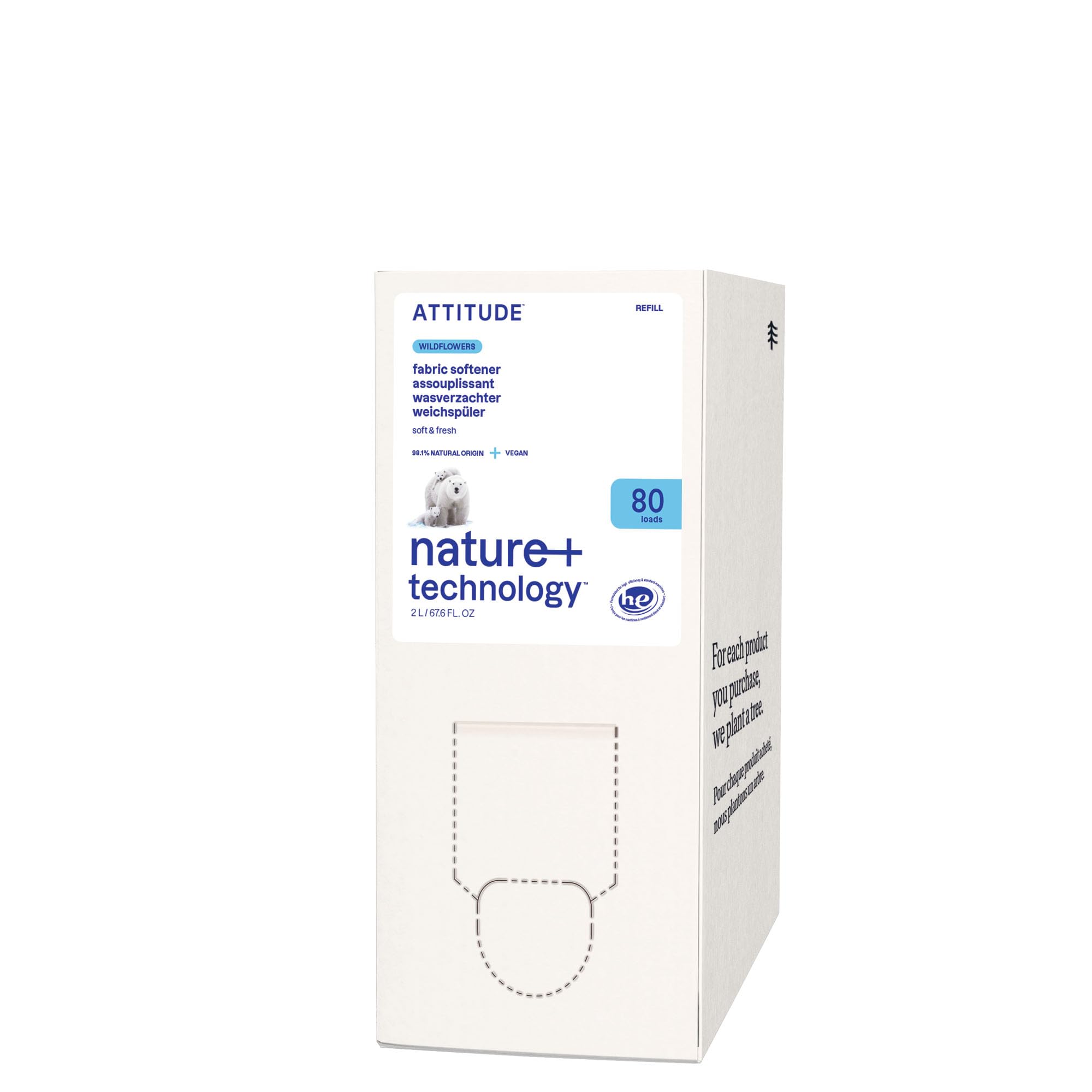 Foto 1 | Suavizante Líquido Para Telas Refill Attitude  2 Litros  80 Cargas  Flores Silvestres - Venta Internacional.