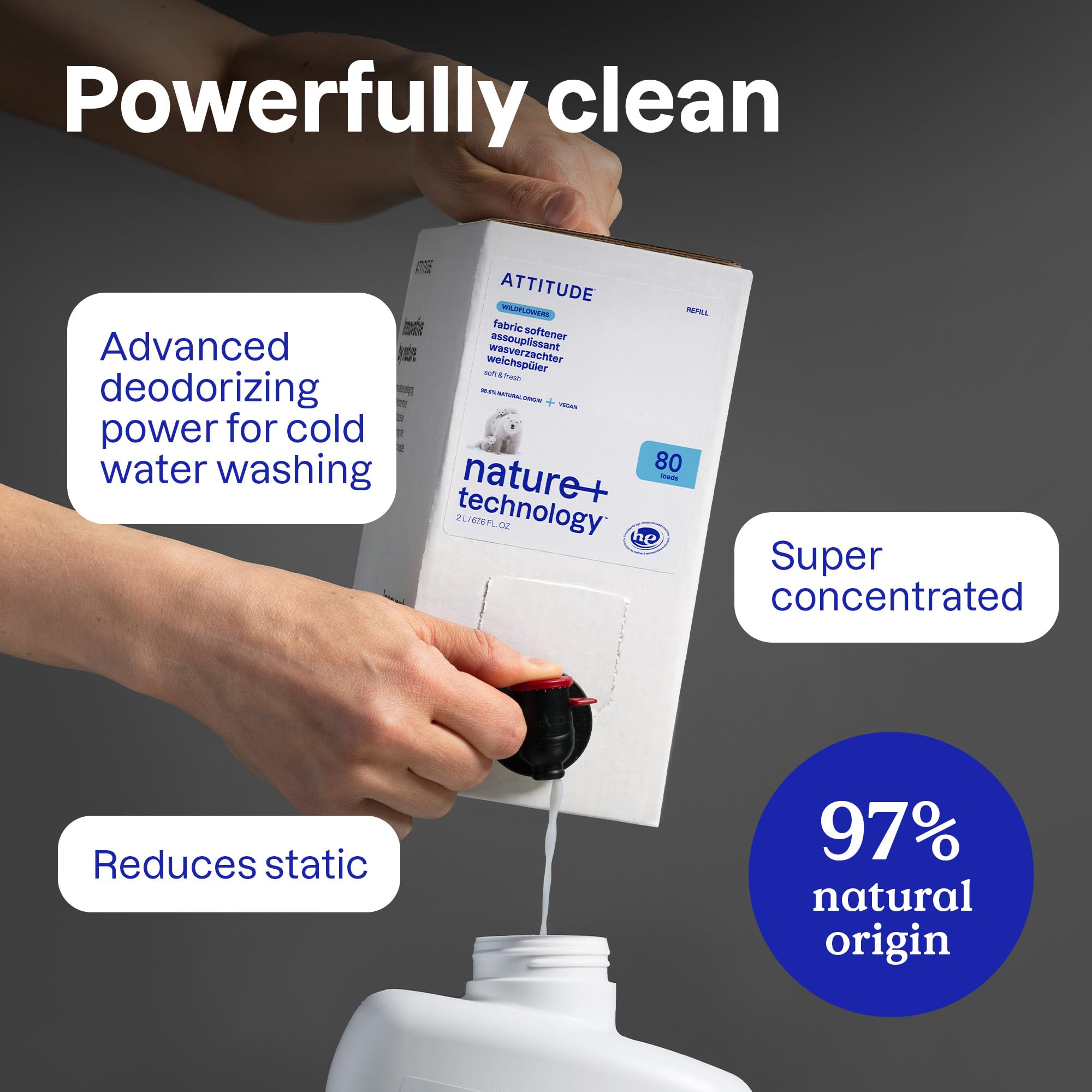Foto 4 | Suavizante Líquido Para Telas Refill Attitude  2 Litros  80 Cargas  Flores Silvestres - Venta Internacional.