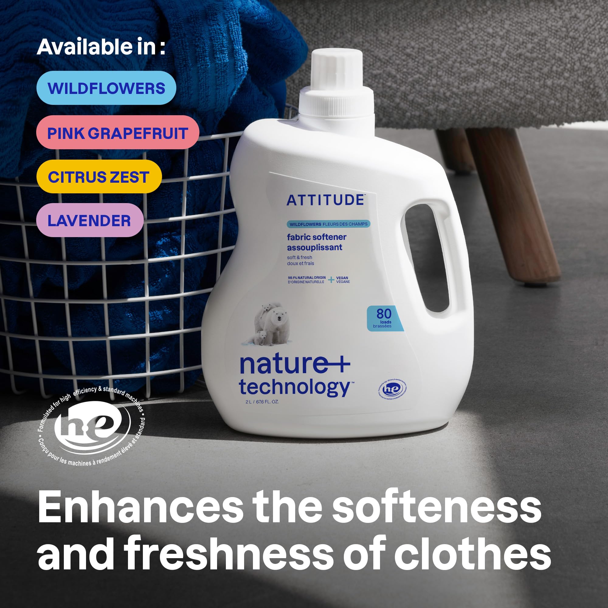 Foto 3 pulgar | Suavizante Líquido Attitude  67.6 Oz  80 Cargas  Aroma Cítrico - Venta Internacional.