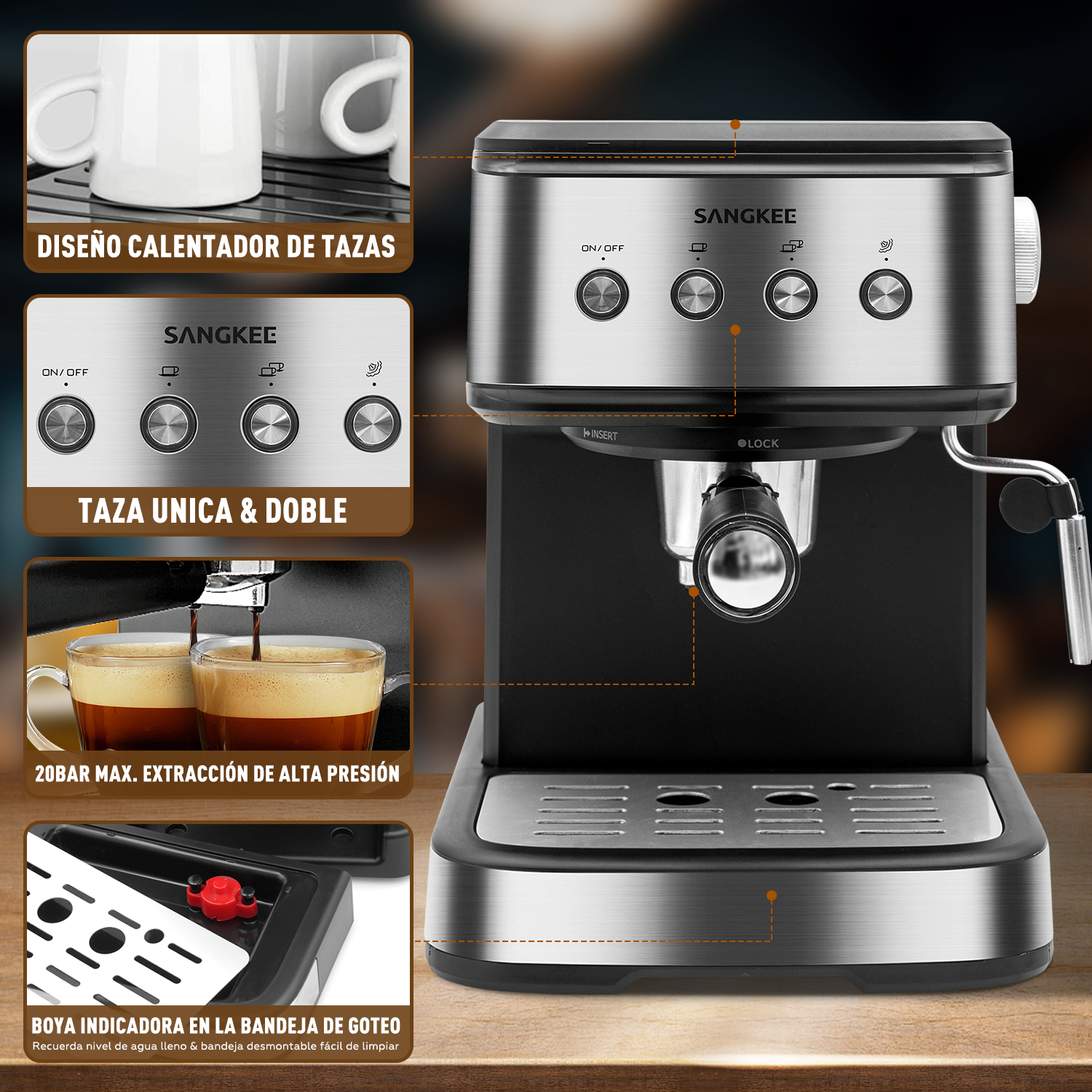 Foto 4 | Máquina de Café Espresso y Capuchino Sangkee K100069