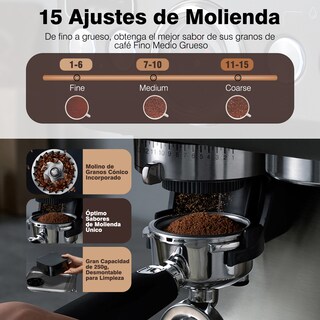 Foto 3 | Cafetera Expresso Plateada con Molinillo Café Y Vaporizador De Leche Sangkee K100089