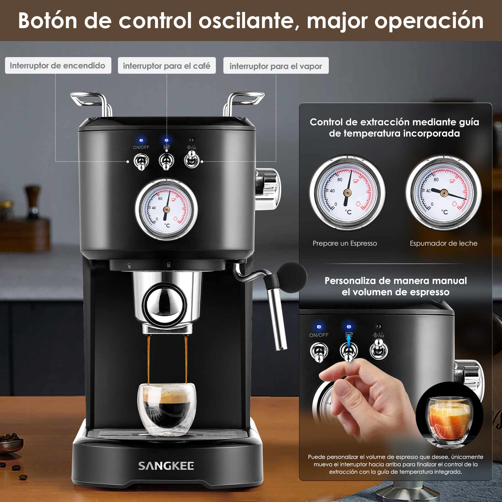 Foto 2 | Máquina de Café Expresso Sangkee para Café Molido Cápsulas Nespresso