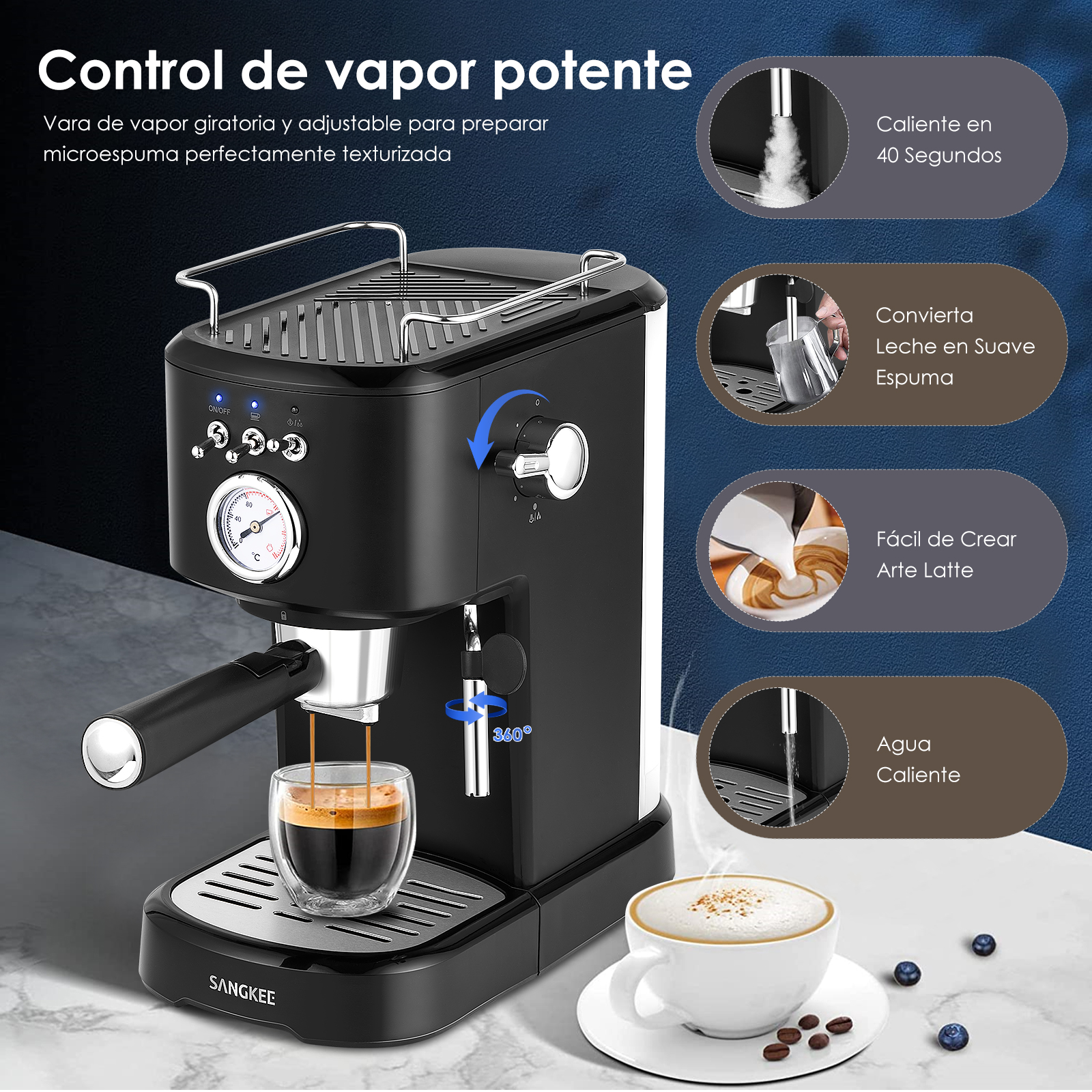 Foto 4 | Máquina de Café Expresso Sangkee para Café Molido Cápsulas Nespresso