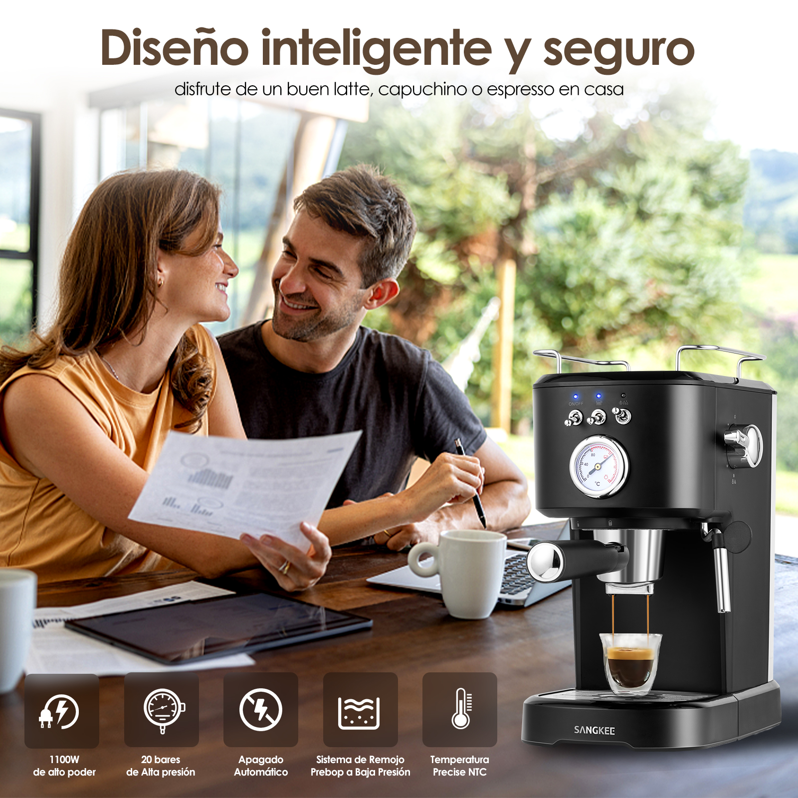 Foto 7 pulgar | Máquina de Café Expresso Sangkee para Café Molido Cápsulas Nespresso