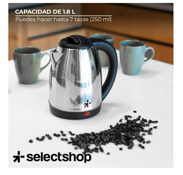 Foto 5 pulgar | Cafetera Eléctrica SelectShop Gris Jarra Metálica 1.8 l