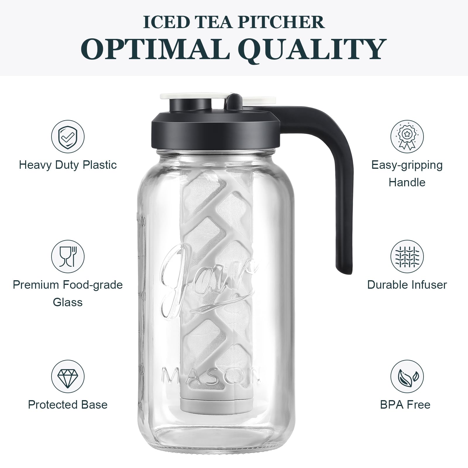 Foto 3 pulgar | Jarra para Té Aozita de Cristal de 2.5 l con Infusor - Venta Internacional