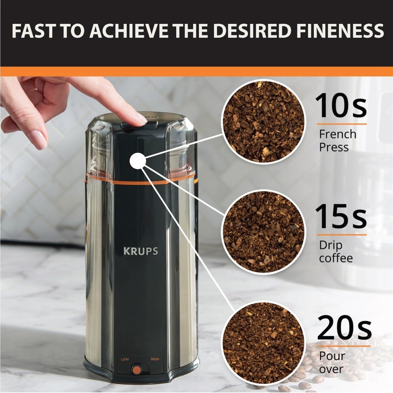 Foto 7 pulgar | Molinillo De Café Krups Ultimate Silent Vortex 90 Ml 240 W Plateado - Venta Internacional.