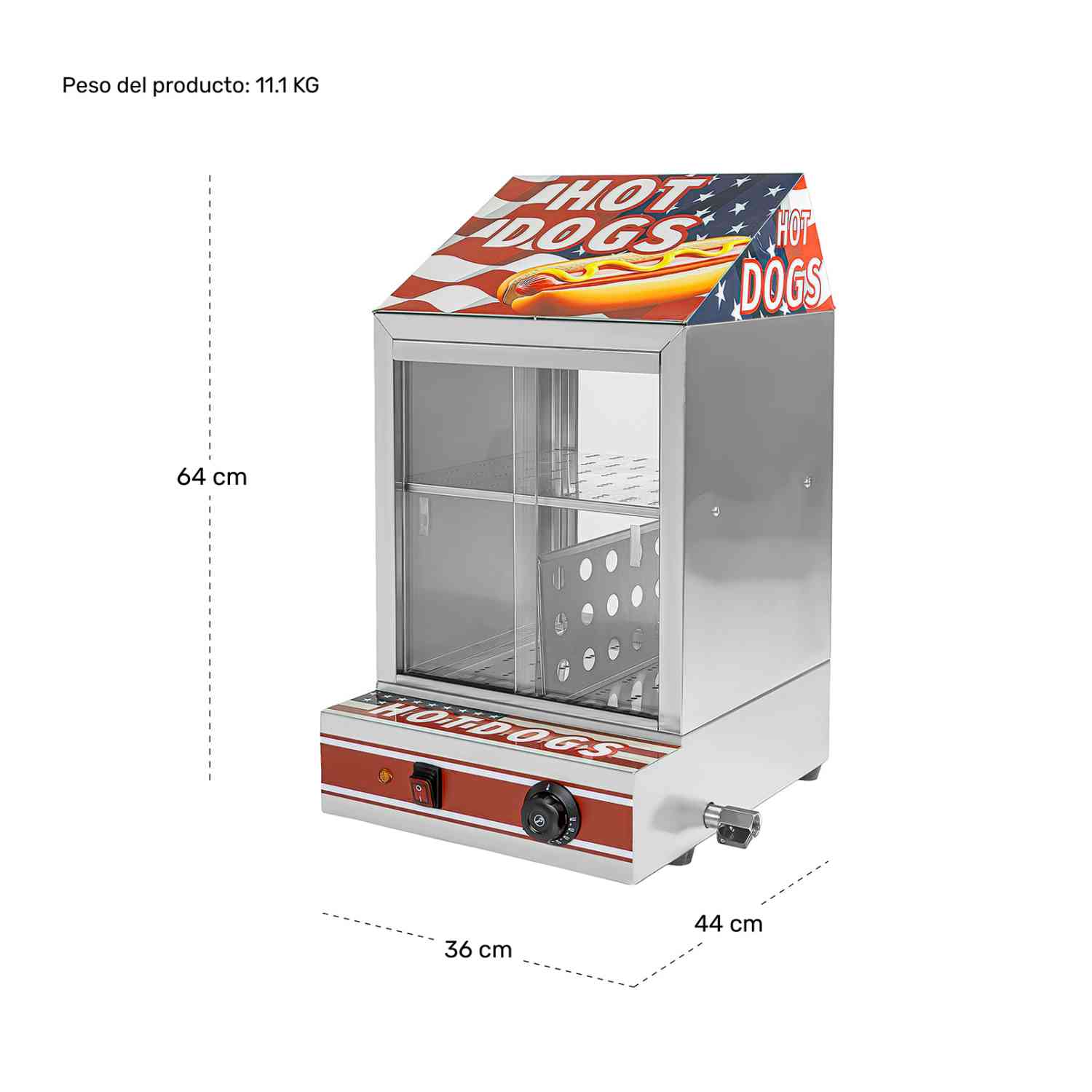 Foto 9 pulgar | Vitrina Calentadora Vaporizadora Hot Dogs Salchichas 850w Gutstark Home