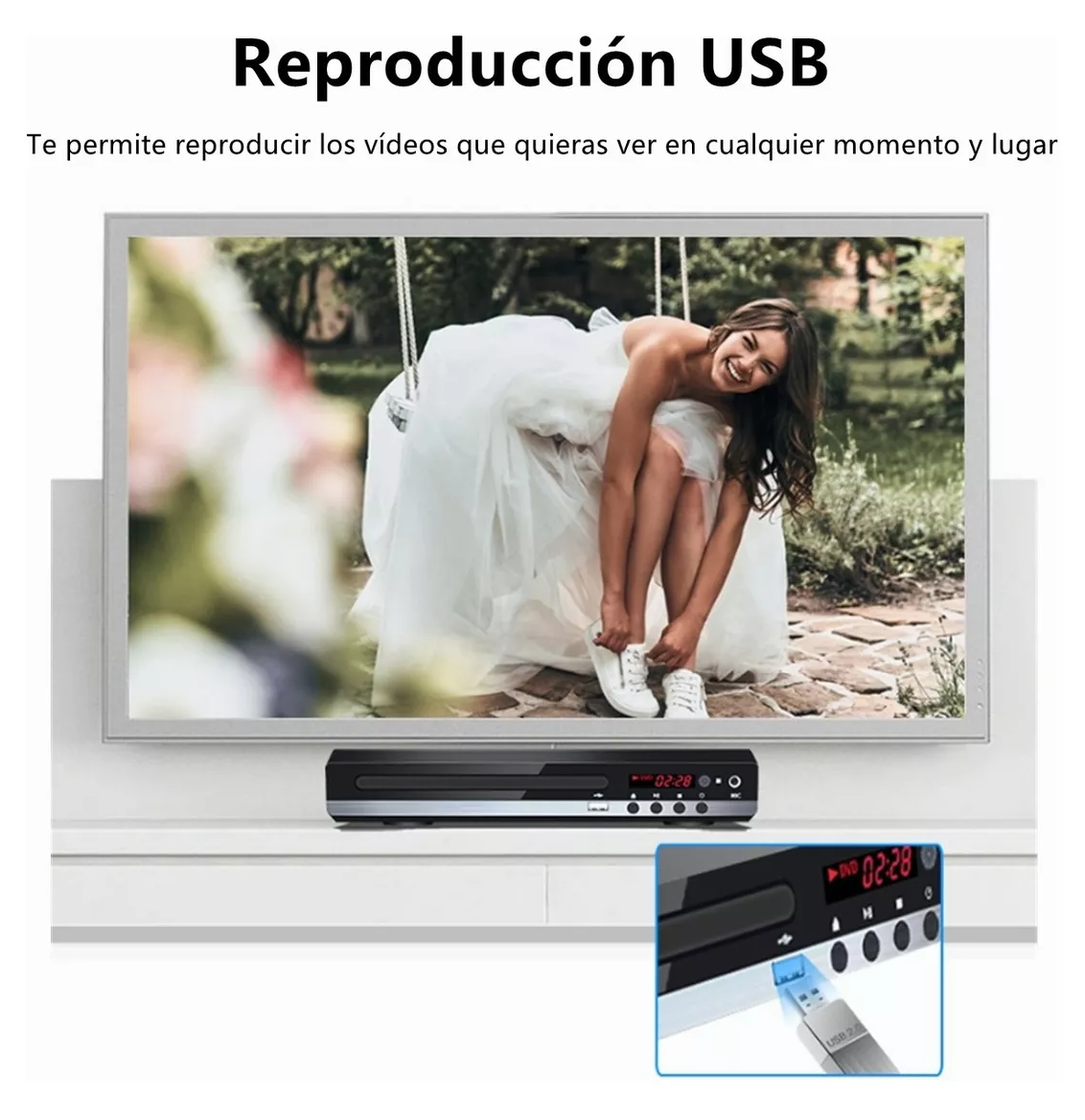 Foto 5 pulgar | Reproductor De Dvd Hdmi Hd 1080p Para Tv Usb Negro