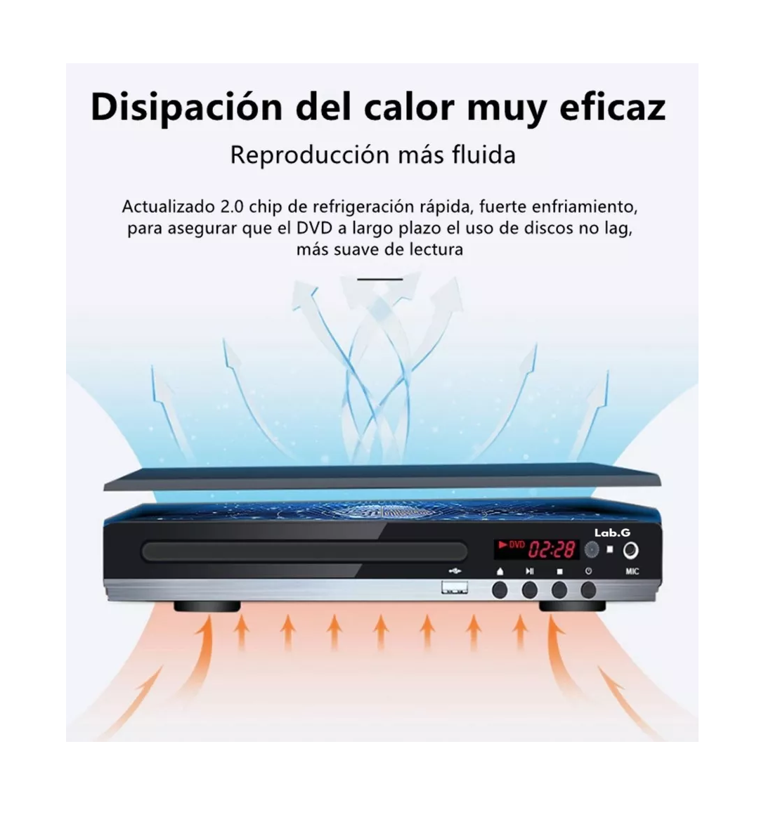 Foto 4 pulgar | Reproductor De Dvd Hdmi Hd 1080p Para Tv Usb Negro