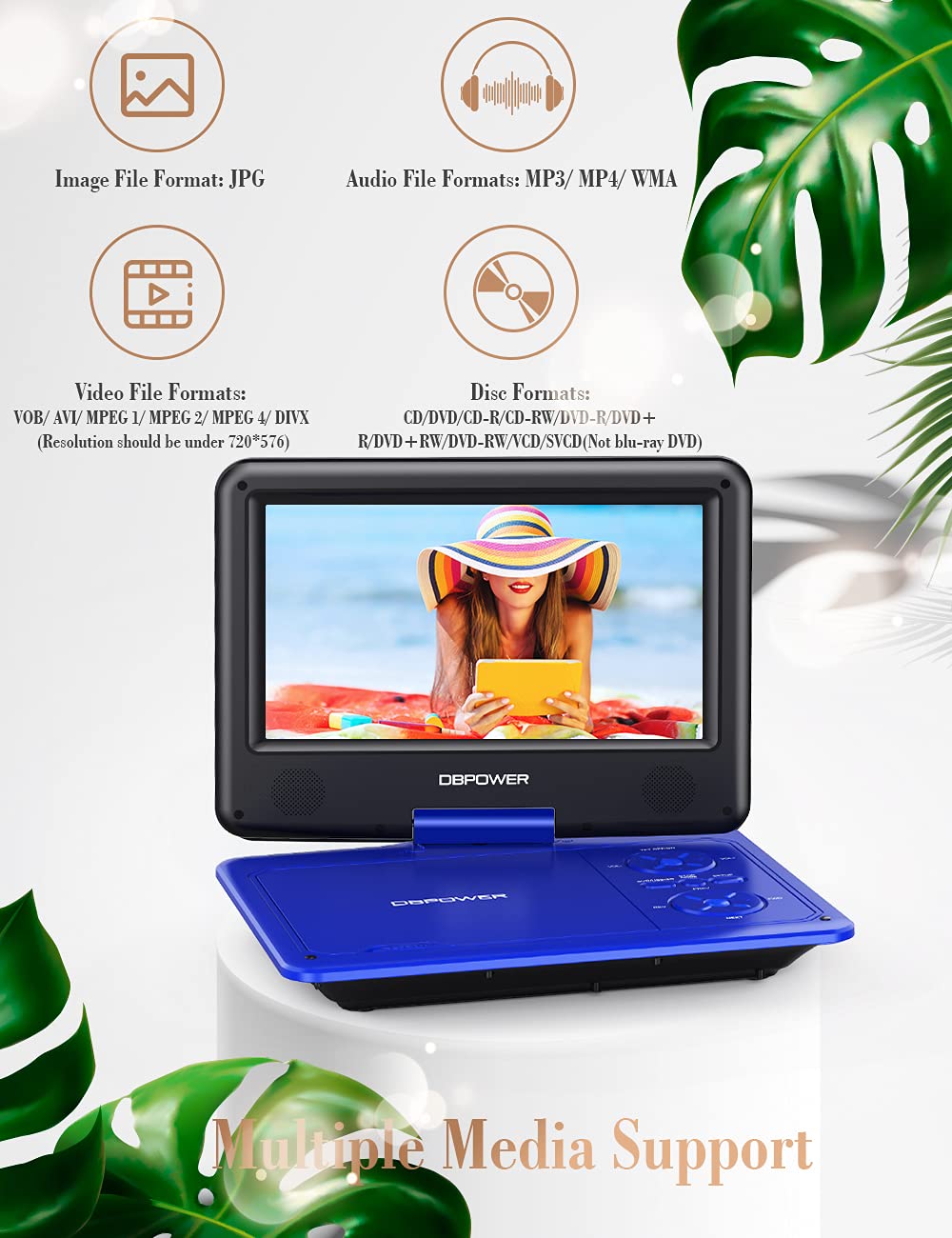 Foto 2 | Reproductor De Dvd Portátil Dbpower 11.5 Azul Con Batería De 5 Horas - Venta Internacional.