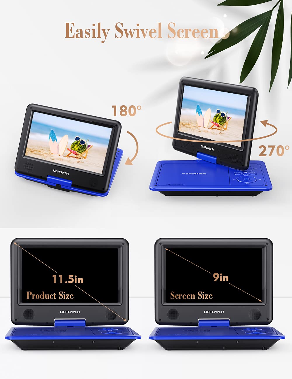 Foto 5 pulgar | Reproductor De Dvd Portátil Dbpower 11.5 Azul Con Batería De 5 Horas - Venta Internacional.