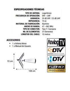 Foto 3 | Antena Exterior Master de Alta Definición 20 Elementos color Blanco